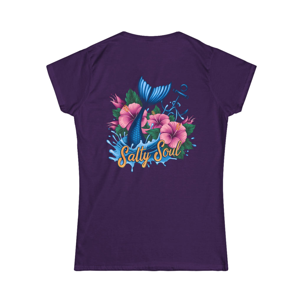 Salty Soul Floral Anchor Beach T-Shirt — Cute Nautical Gift for Women Graphic Tee