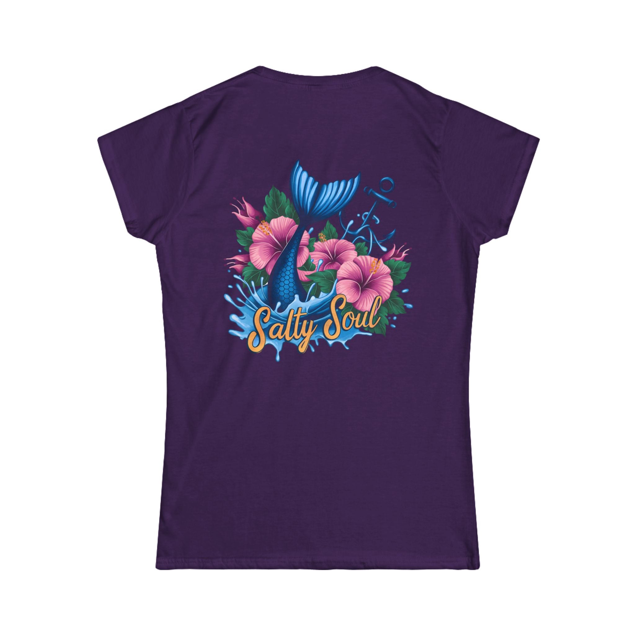 Salty Soul Floral Anchor Beach T-Shirt — Cute Nautical Gift for Women Graphic Tee