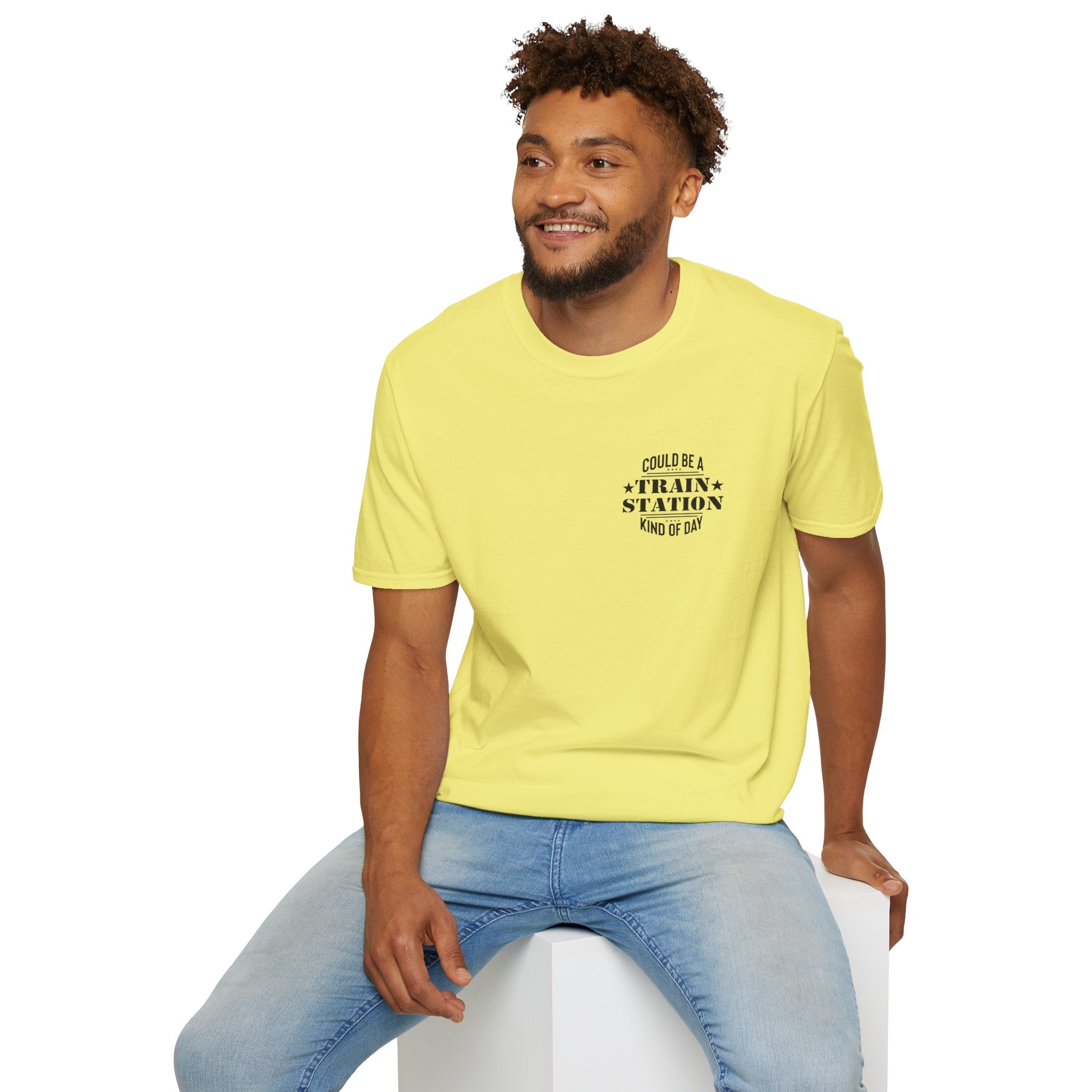 Could Be a Train Station Kind of Day T-Shirt — Funny Sarcastic Gift for Her Pocket Tee
