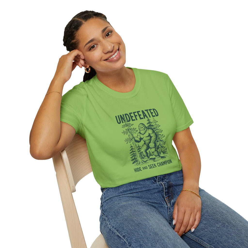 Undefeated Bigfoot T-Shirt — 'Hide and Seek Champion' Graphic Tee