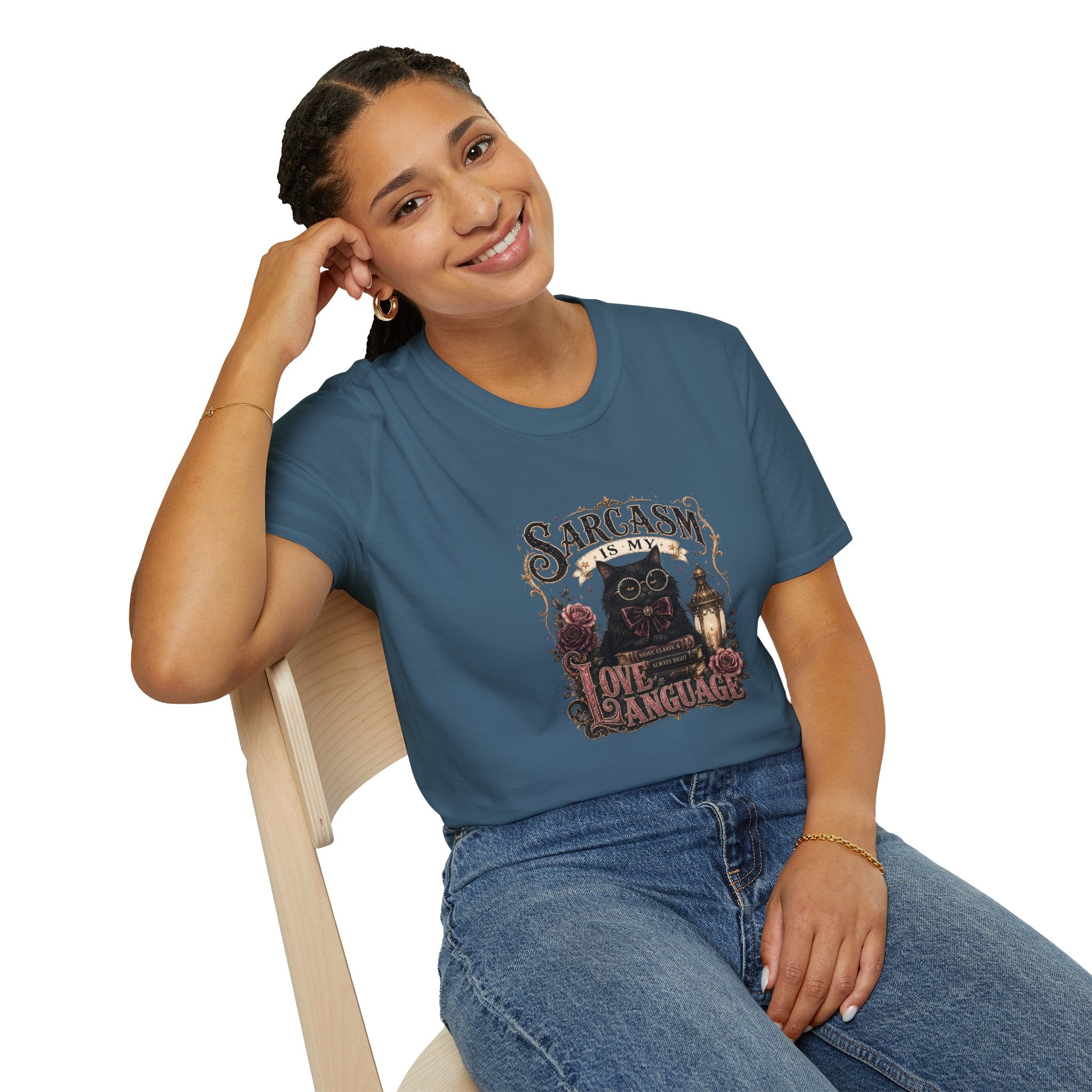 Sarcasm Is My Love Language Cat T-Shirt — Funny Gift for Her Vintage Graphic Tee