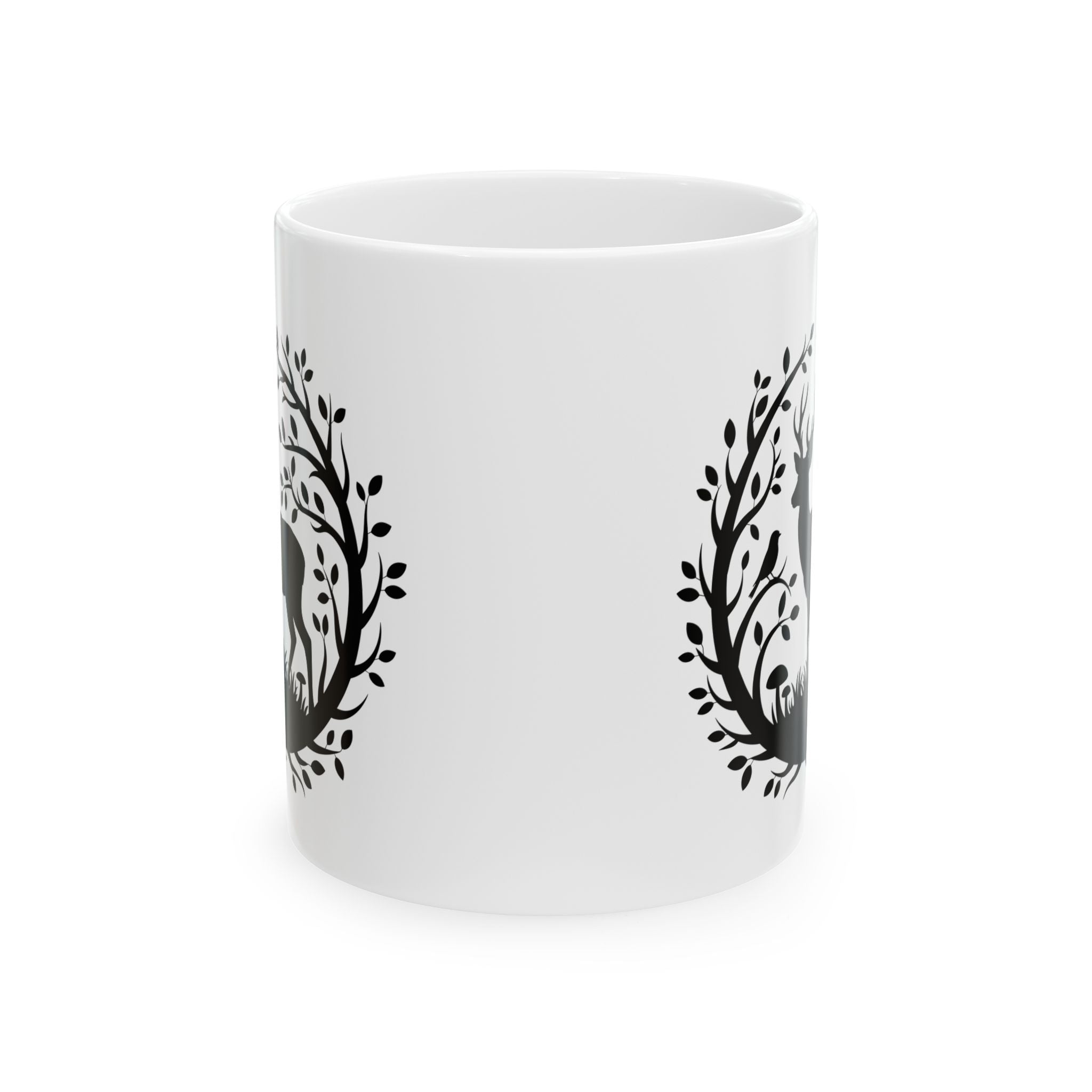 Tree of Serenity Nature Ceramic Mug — Cute Peaceful Gift Black Silhouette Coffee Cup