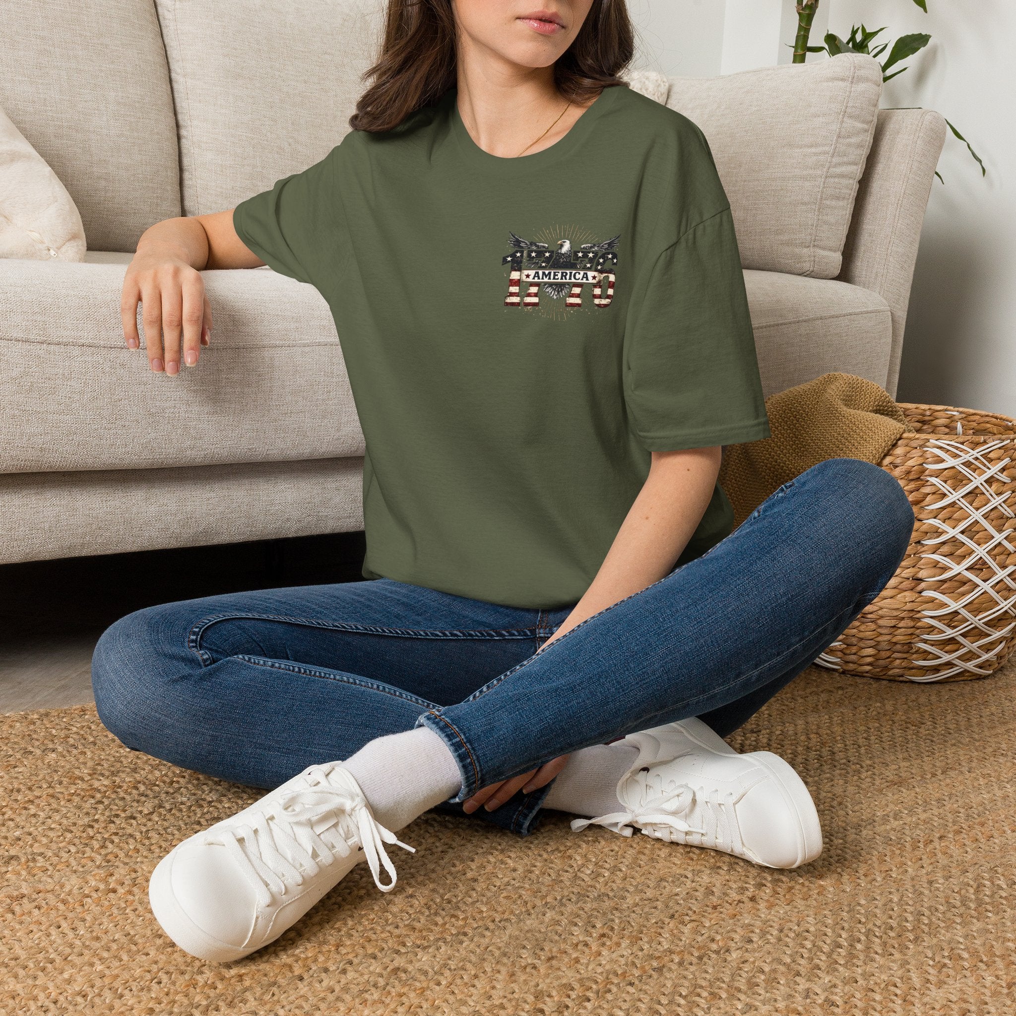 1776 American Flag Eagle T-Shirt — Vintage Patriotic Gift for Him Fourth of July Tee