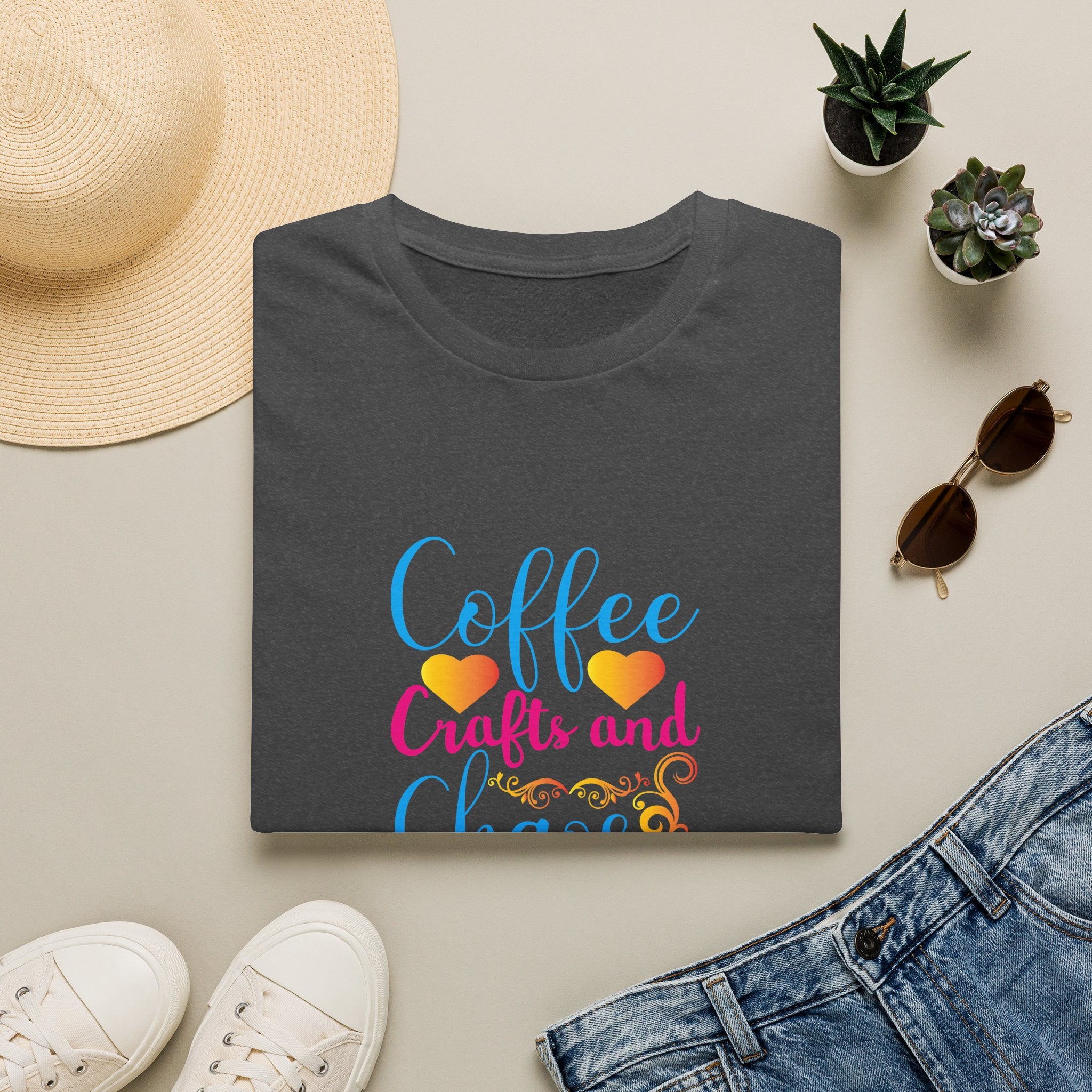 Coffee Crafts and Chaos T-Shirt — Funny Gift for Crafty Women Sarcastic Graphic Tee