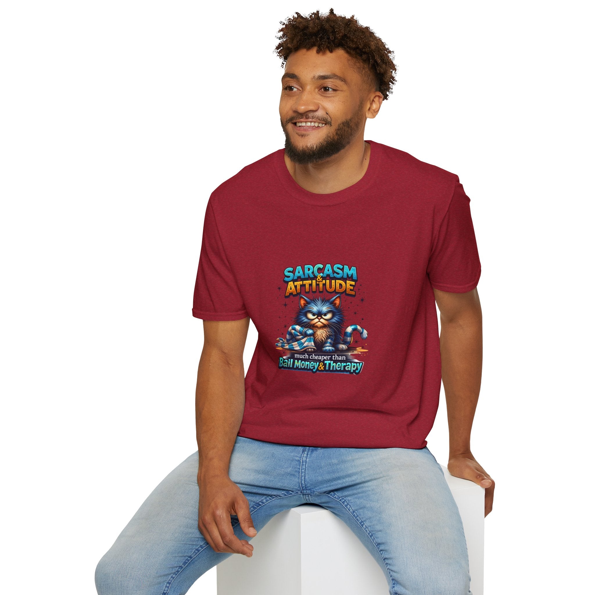 Sarcasm & Attitude Grumpy Cat T-Shirt — Funny Sarcastic Gift for Her Graphic Tee