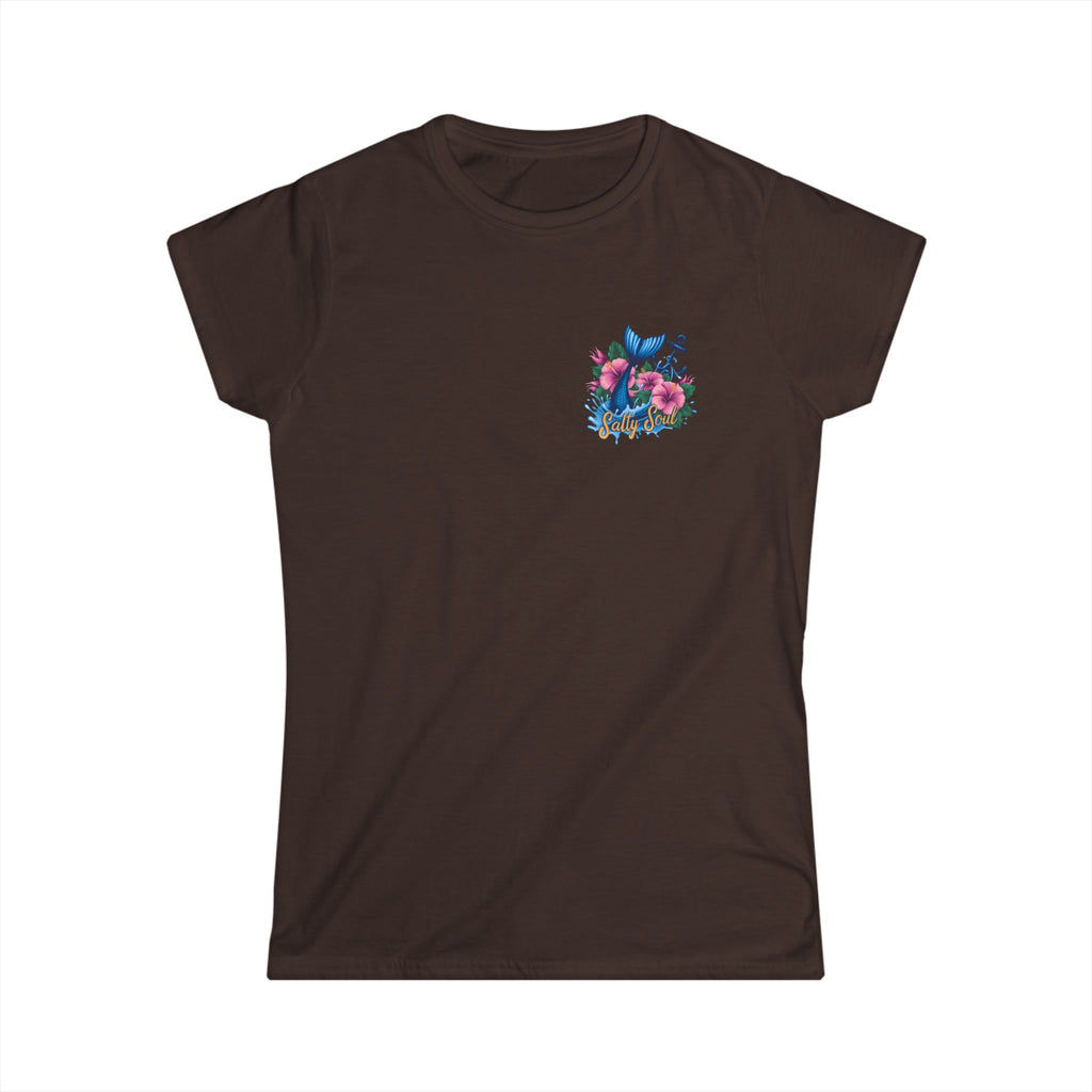 Salty Soul Floral Anchor Beach T-Shirt — Cute Nautical Gift for Women Graphic Tee