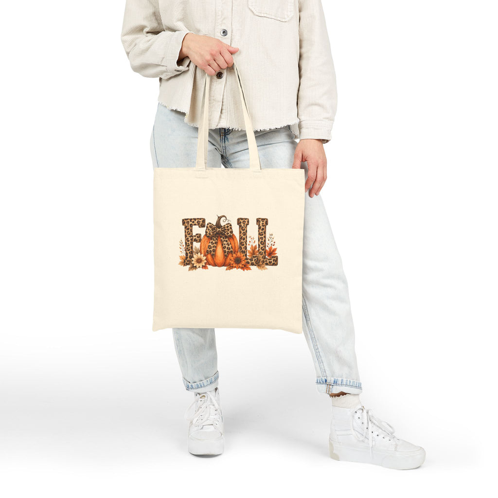Fall Leopard Pumpkin Canvas Tote Bag — Cute Autumn Gift for Women Market Shopper