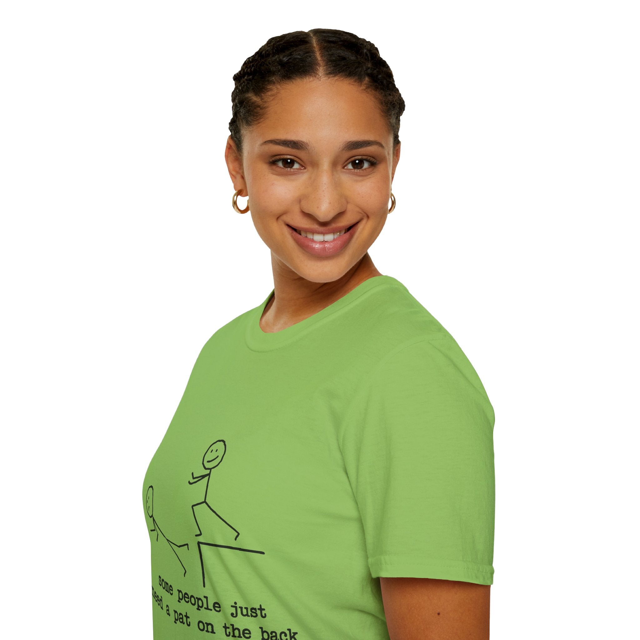 T-Shirt — "Some People Just Need a Pat on the Back" Stick Figure Humor Tee