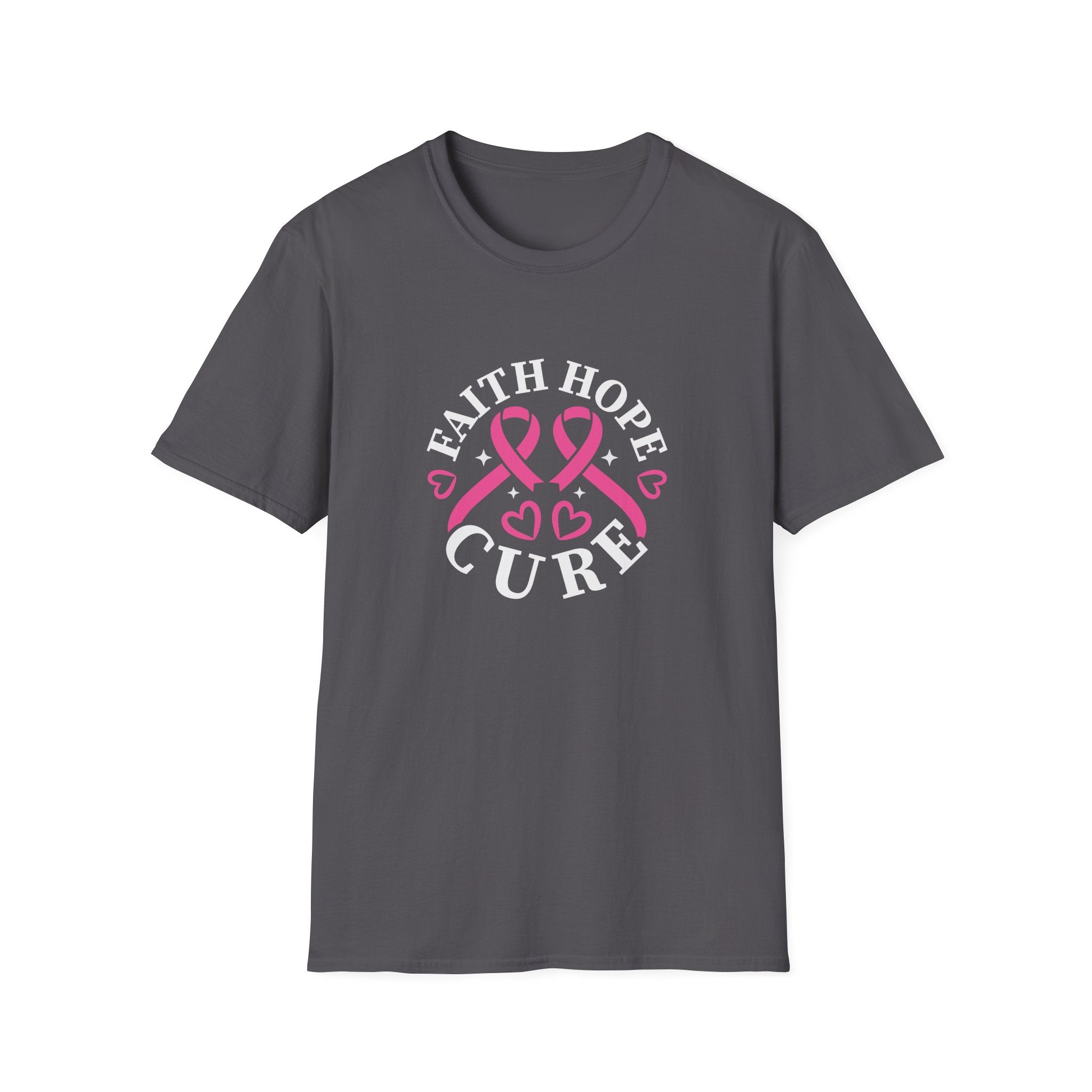 Faith Hope Cure Breast Cancer Awareness T-Shirt — Pink Ribbon Gift for Her Support Graphic Tee