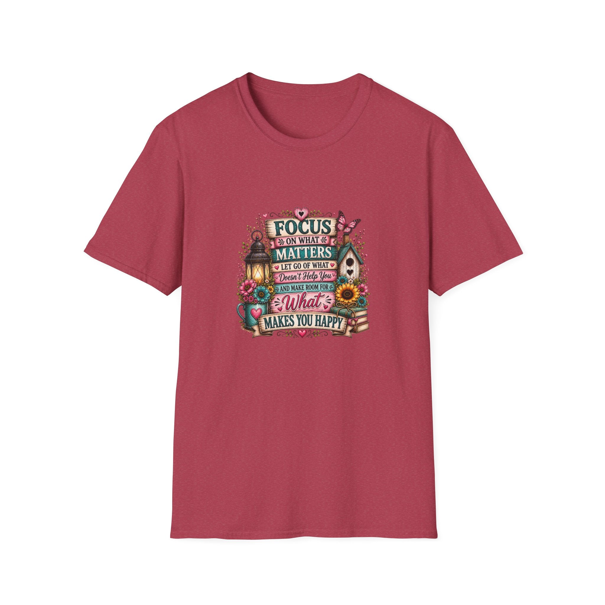 Focus on What Matters Floral T-Shirt — Inspirational Motivational Gift for Women Tee