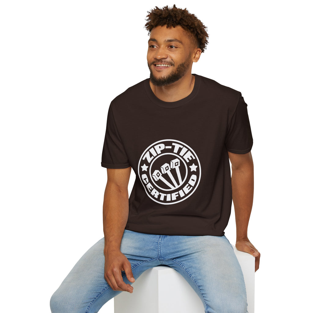 Zip-Tie Certified T-Shirt — Funny Handyman Gift for Him Bold Graphic Tee