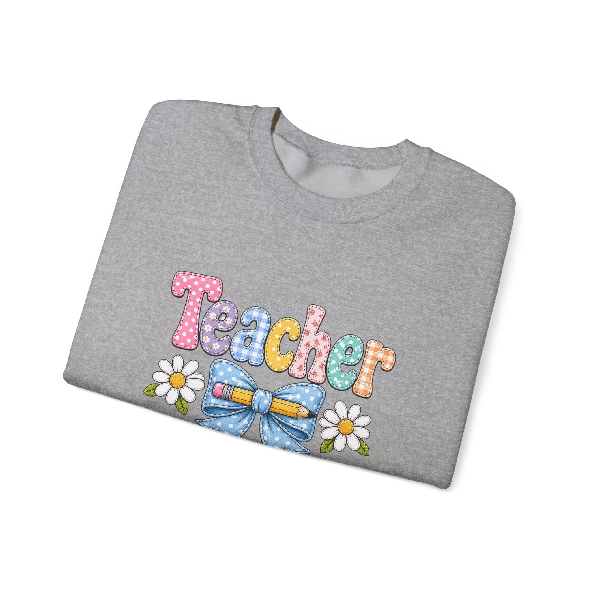 Teacher Floral Bow Sweatshirt — Cute Pastel Gift for Teachers Appreciation Crewneck