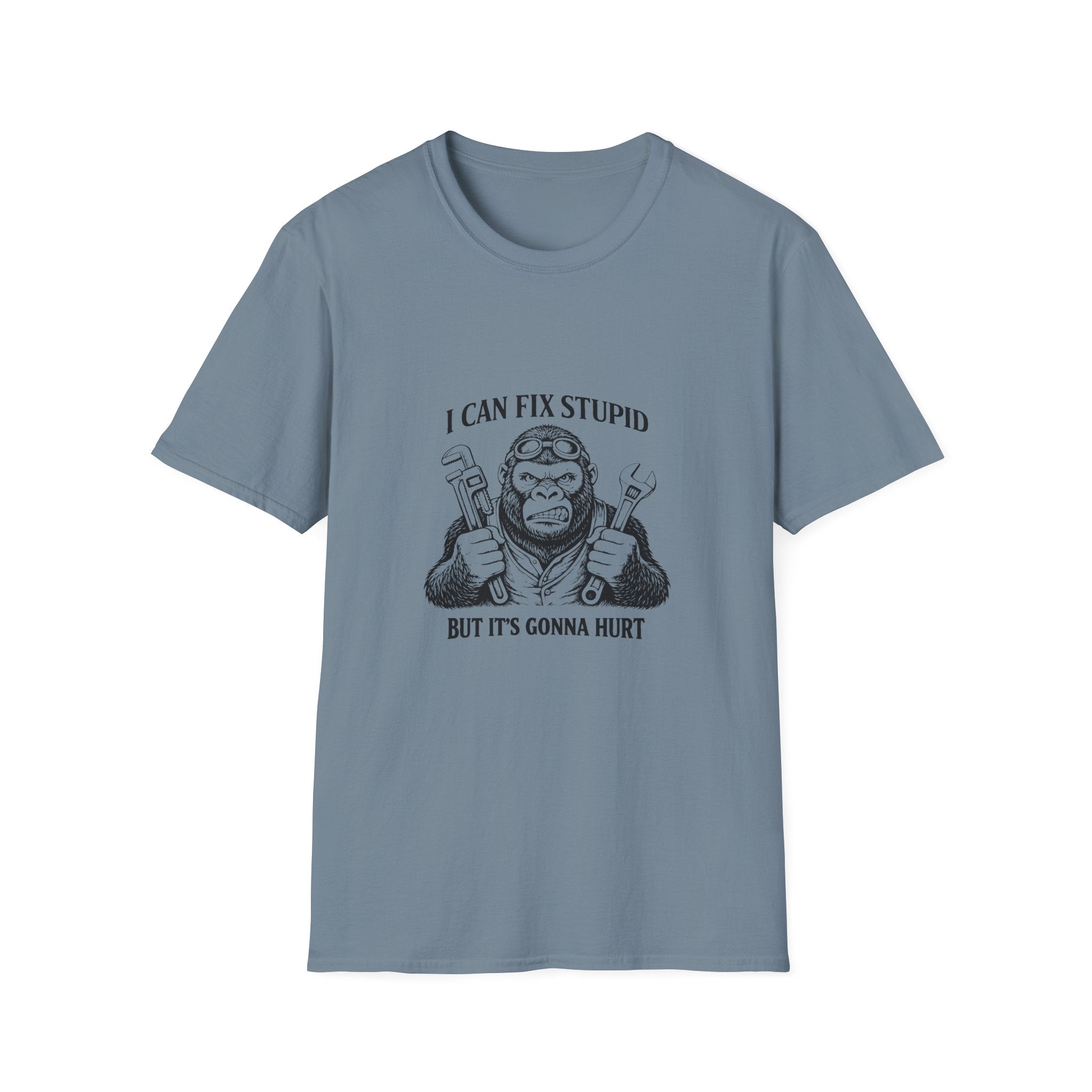 I Can Fix Stupid T-Shirt — Funny Mechanic Gift for Him Monkey Graphic Tee