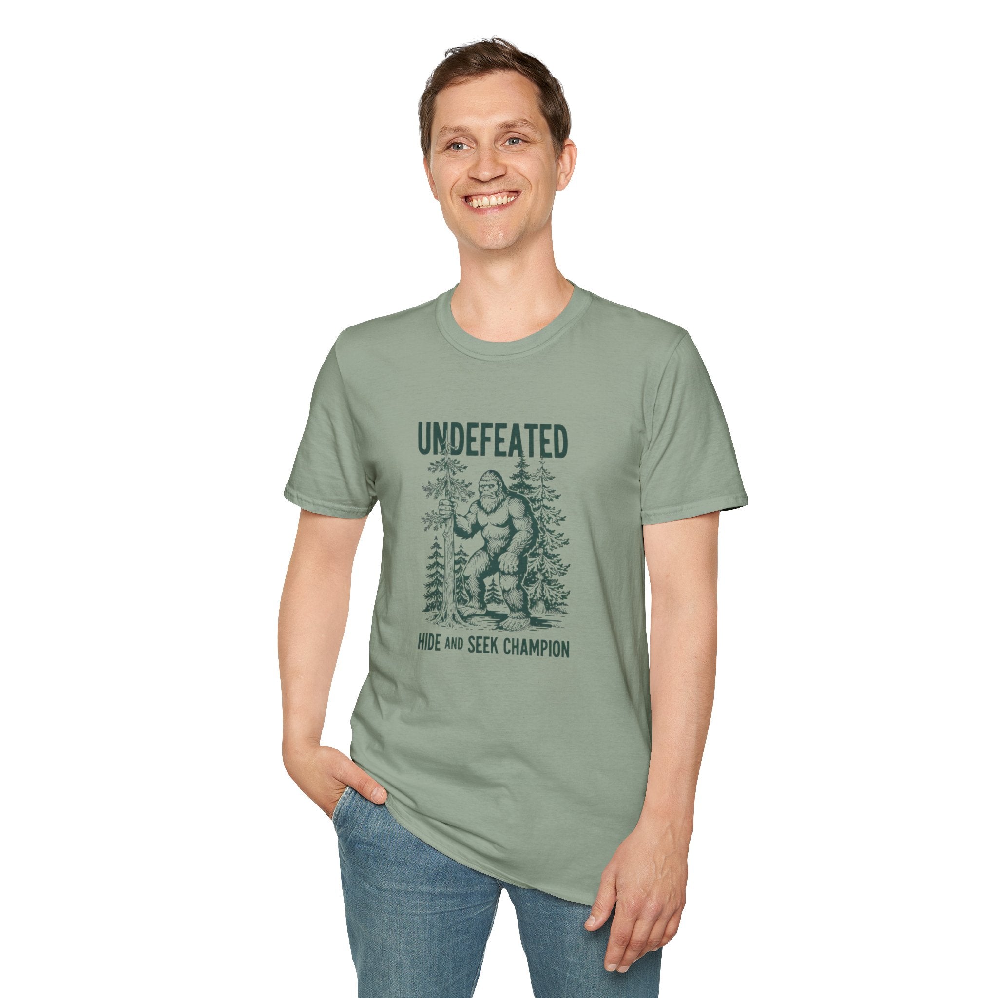 Undefeated Bigfoot T-Shirt — 'Hide and Seek Champion' Graphic Tee