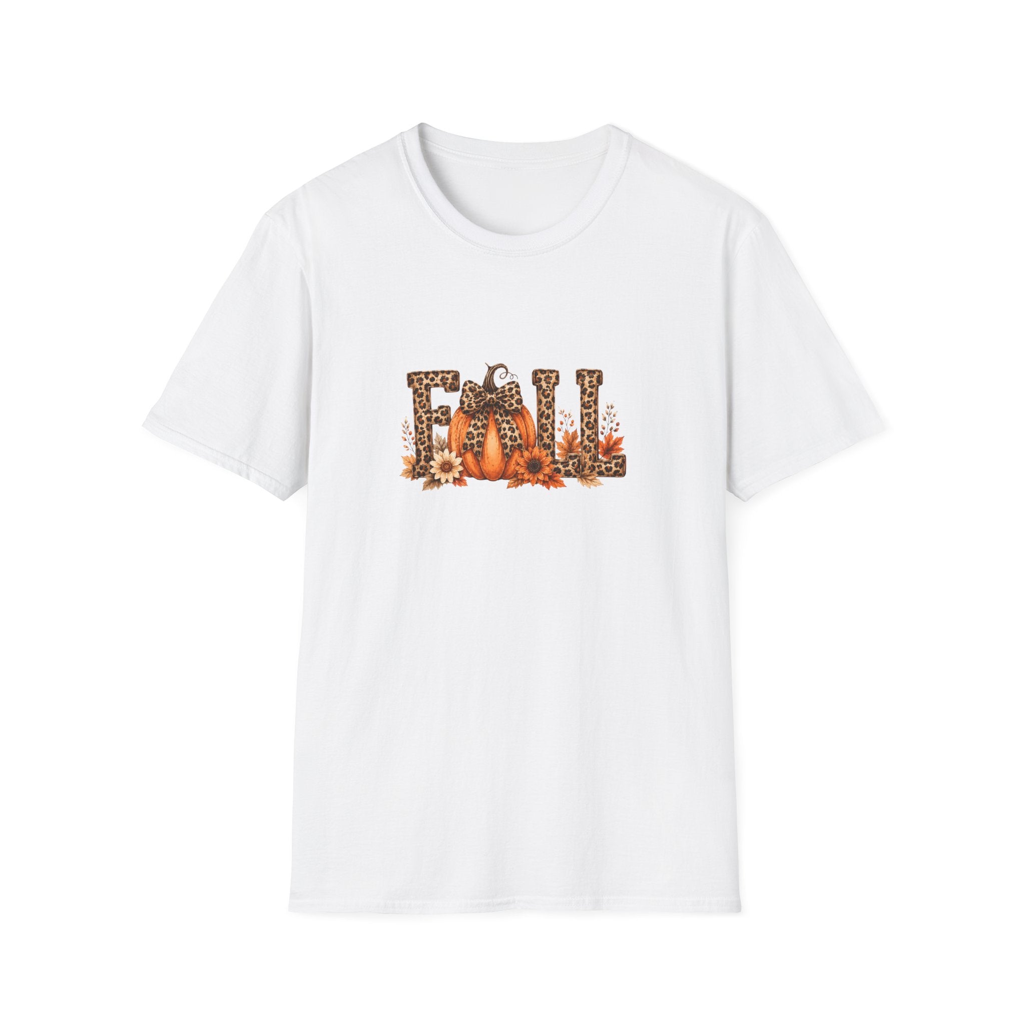Fall Leopard Pumpkin T-Shirt — Cute Autumn Gift for Women Floral Graphic Tee
