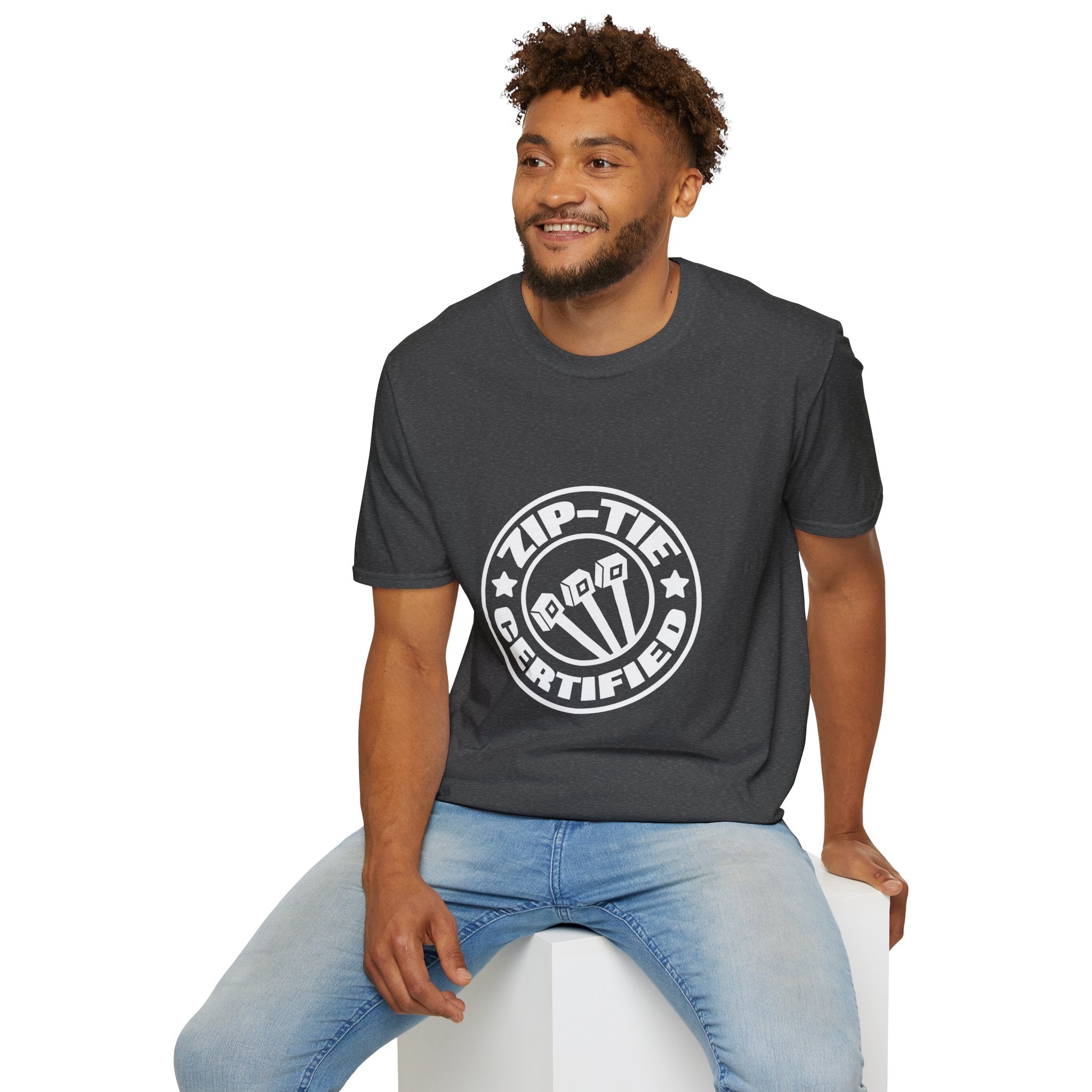 Zip-Tie Certified T-Shirt — Funny Handyman Gift for Him Bold Graphic Tee