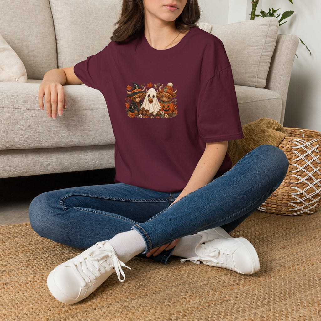 Halloween Cows Trio T-Shirt — Cute Funny Gift for Her Ghost & Pumpkin Fall Tee