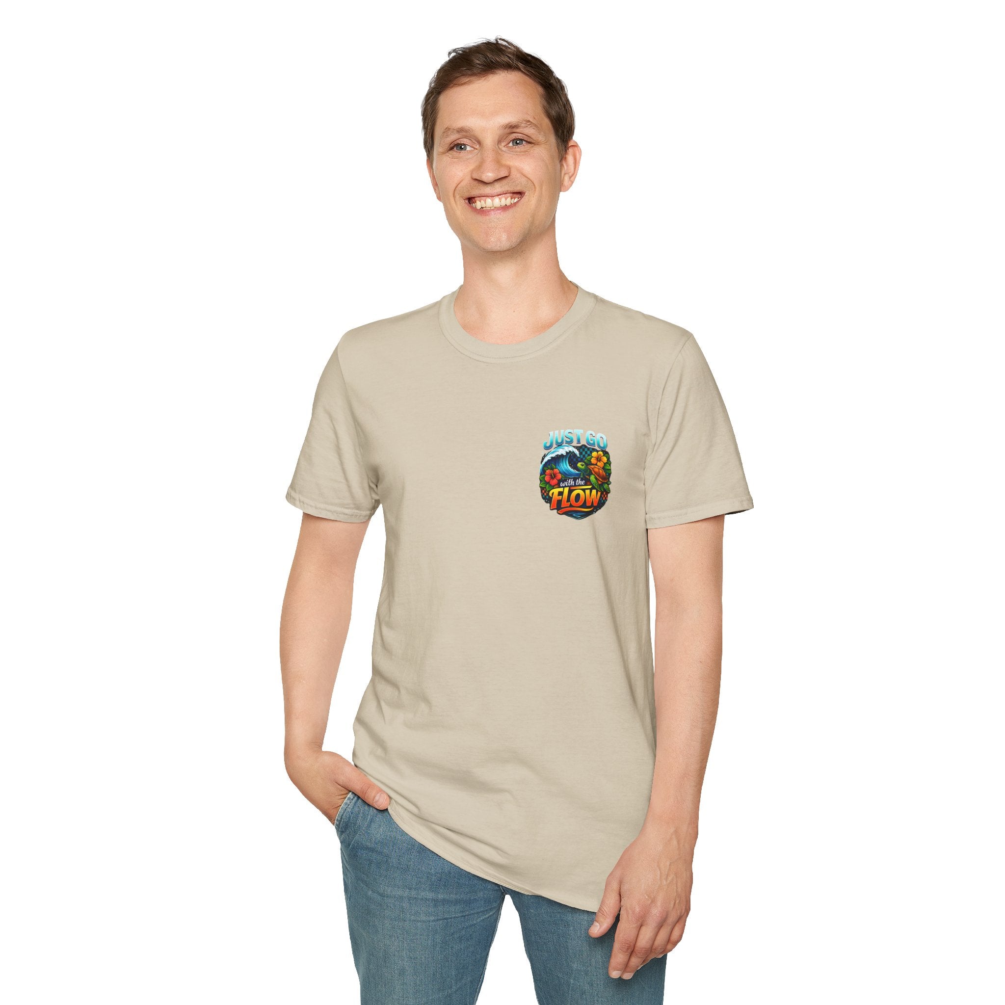 Go With the Flow Sea Turtle T-Shirt — Cute Beach Gift for Women Ocean Floral Tee