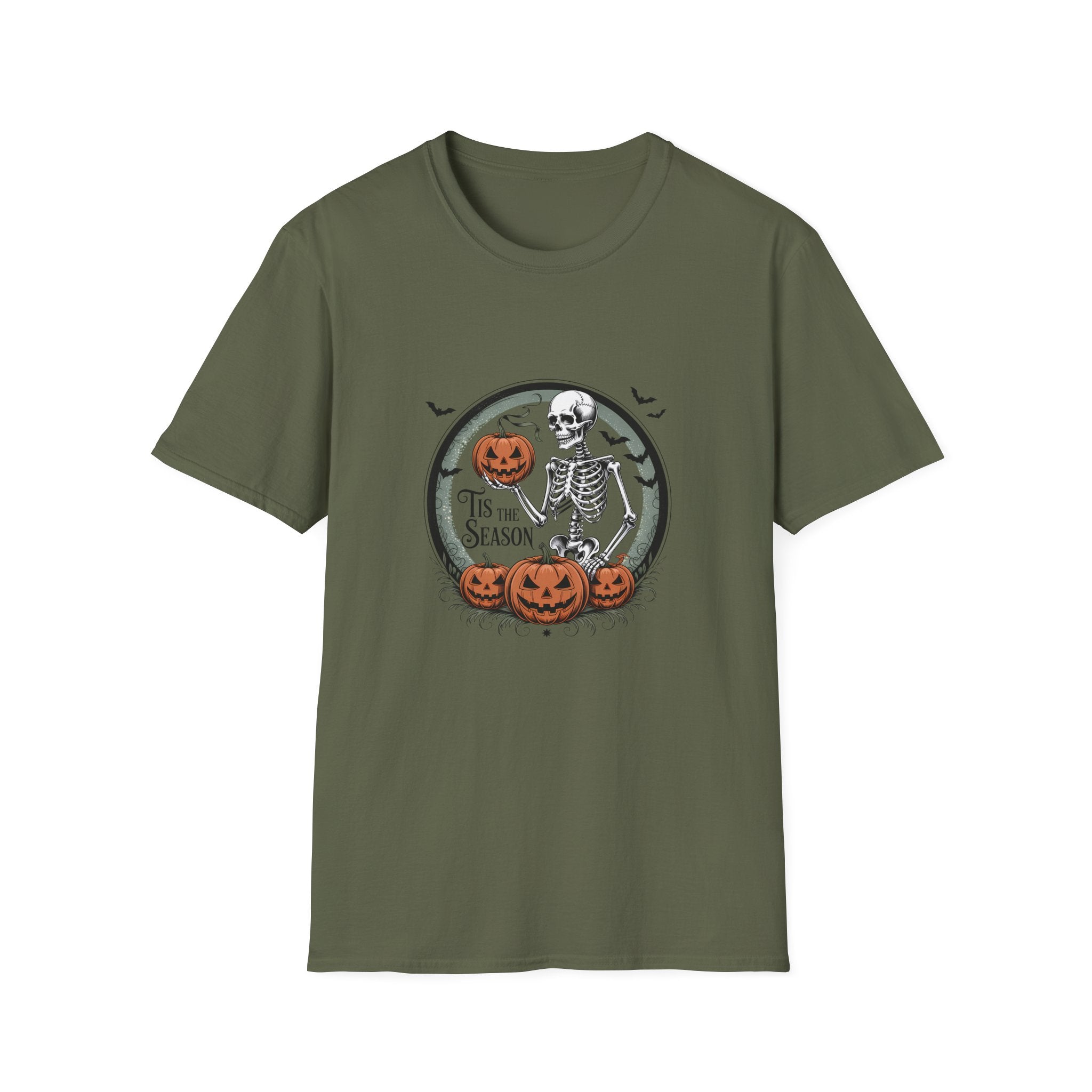 Tis the Season Skeleton Pumpkin T-Shirt — Funny Halloween Gift for Women Graphic Tee