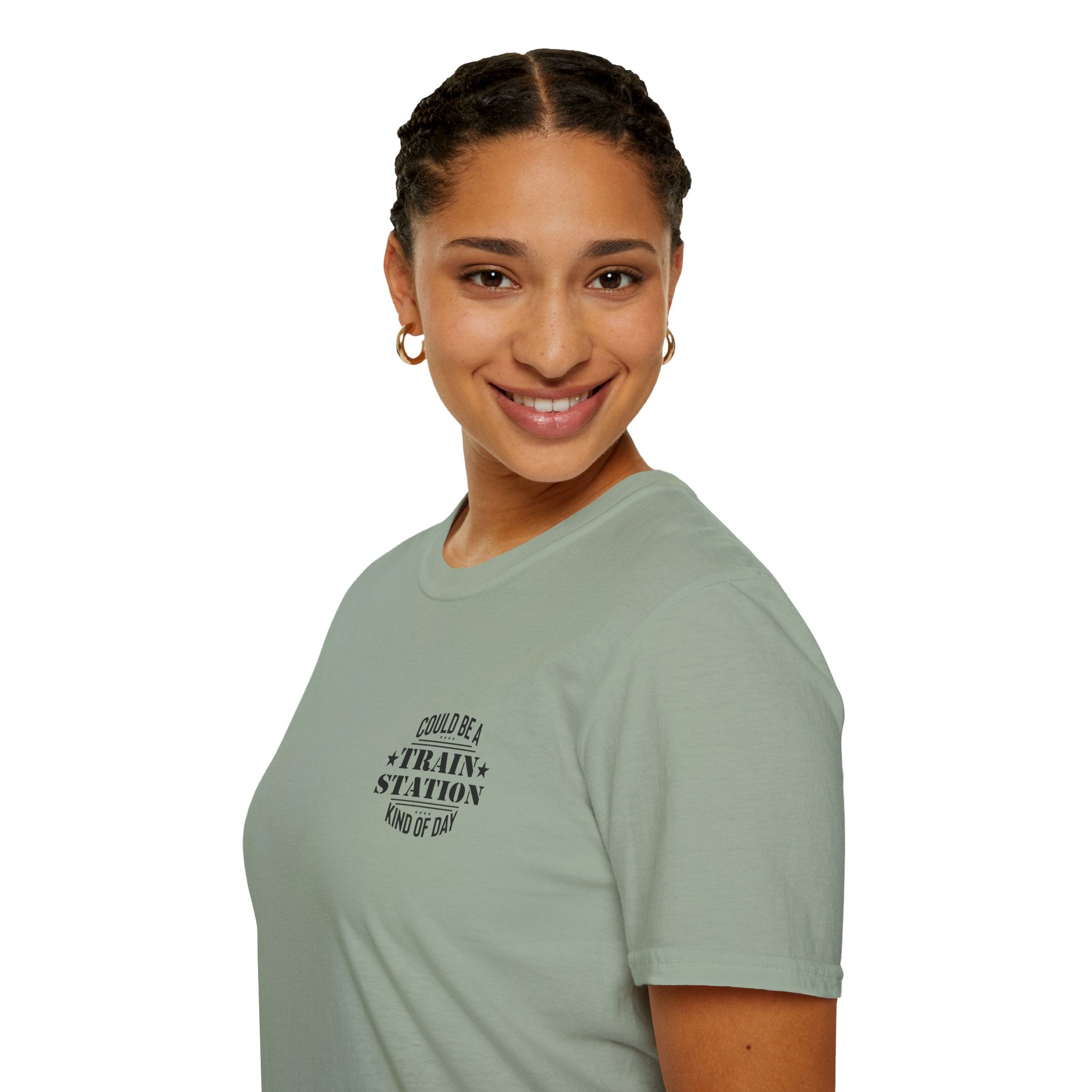 Could Be a Train Station Kind of Day T-Shirt — Funny Sarcastic Gift for Her Pocket Tee
