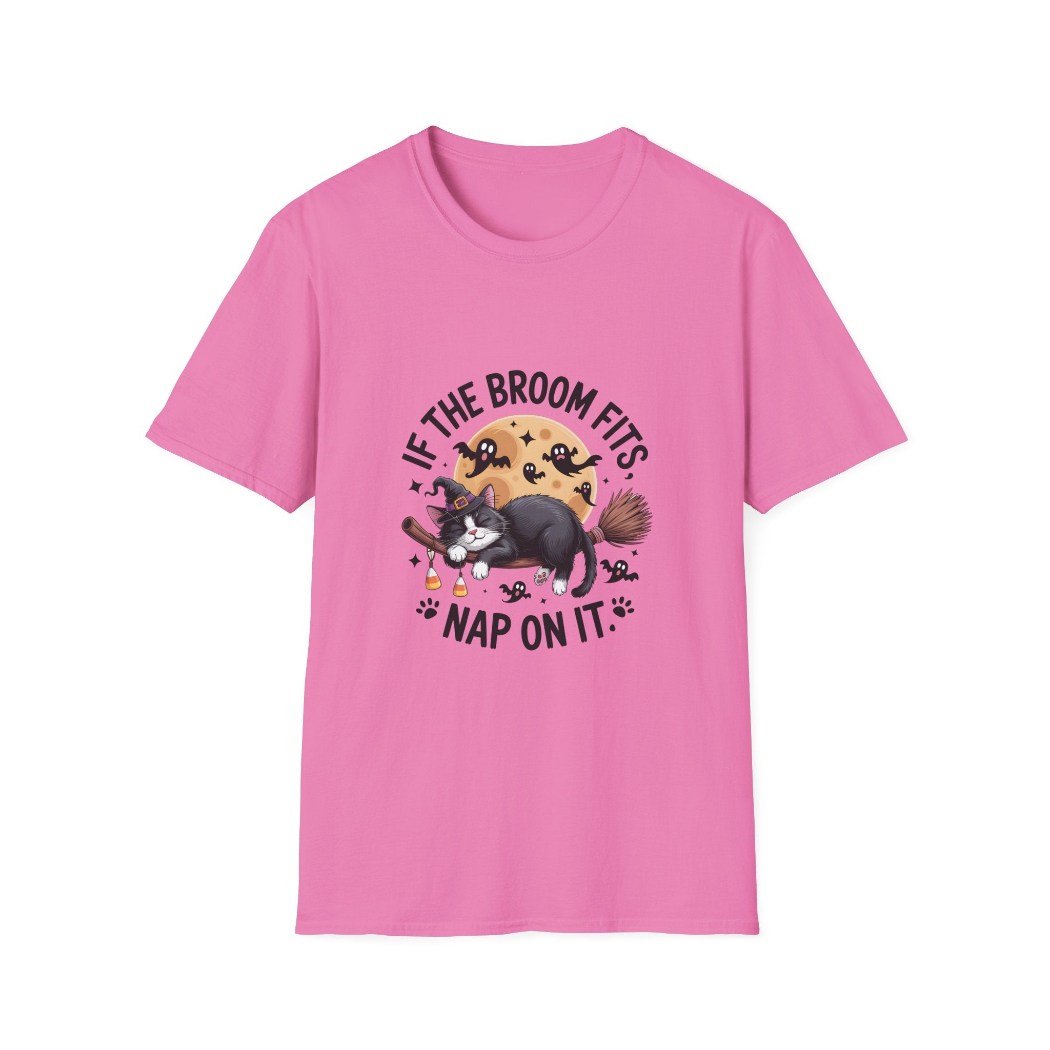 If the Broom Fits Nap on It Cat T-Shirt — Funny Halloween Gift for Women Witchy Tee
