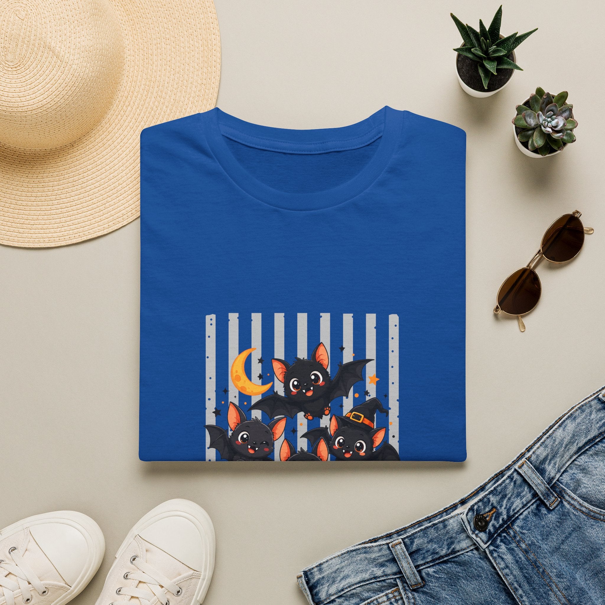 Halloween Bats Pumpkin Moon T-Shirt — Cute Spooky Gift for Women Graphic Tee