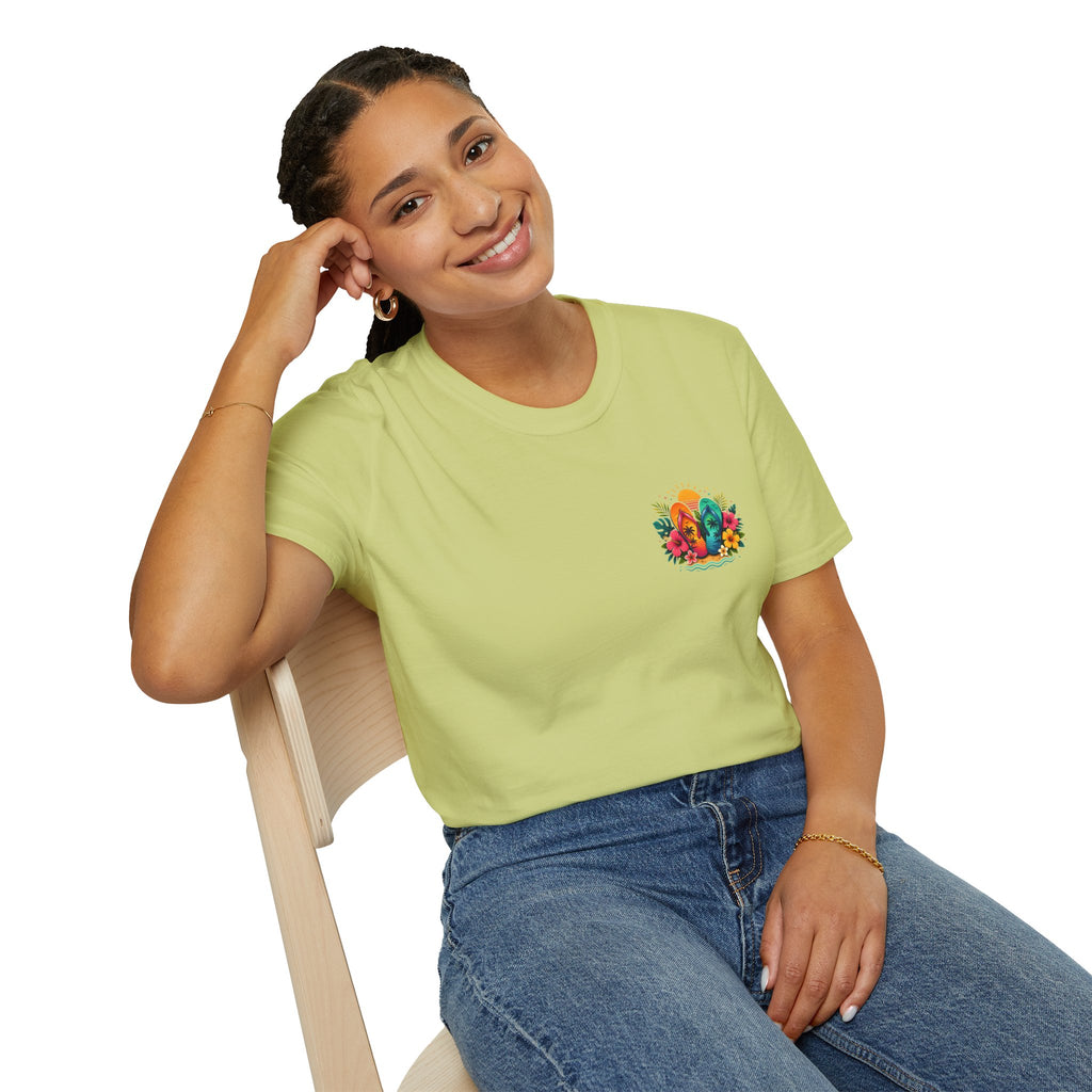 Floral Surf Chest Print T-Shirt — Cute Beach Gift for Women Graphic Tee