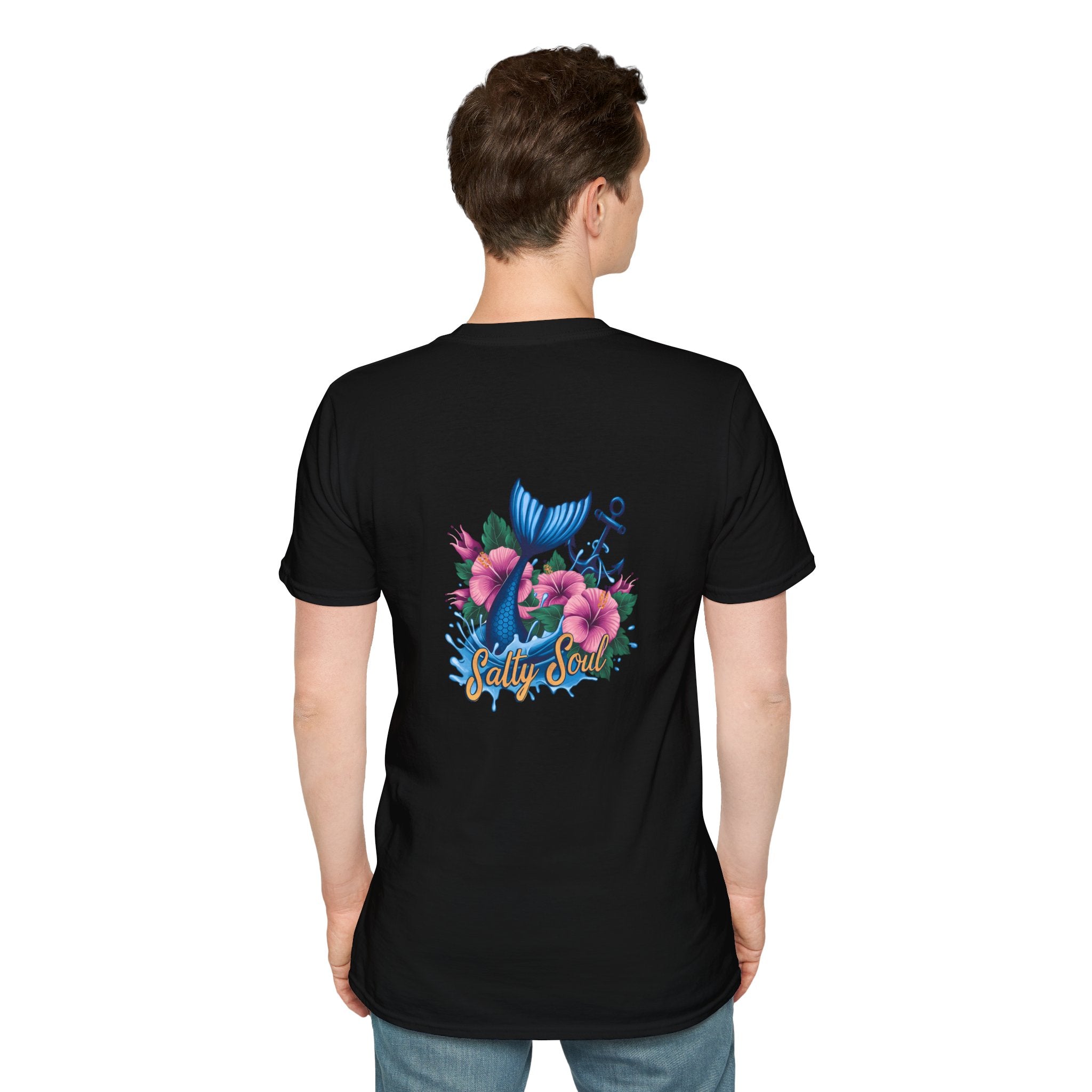 Salty Soul Mermaid Anchor Floral T-Shirt — Cute Beach Gift for Women Nautical Tee