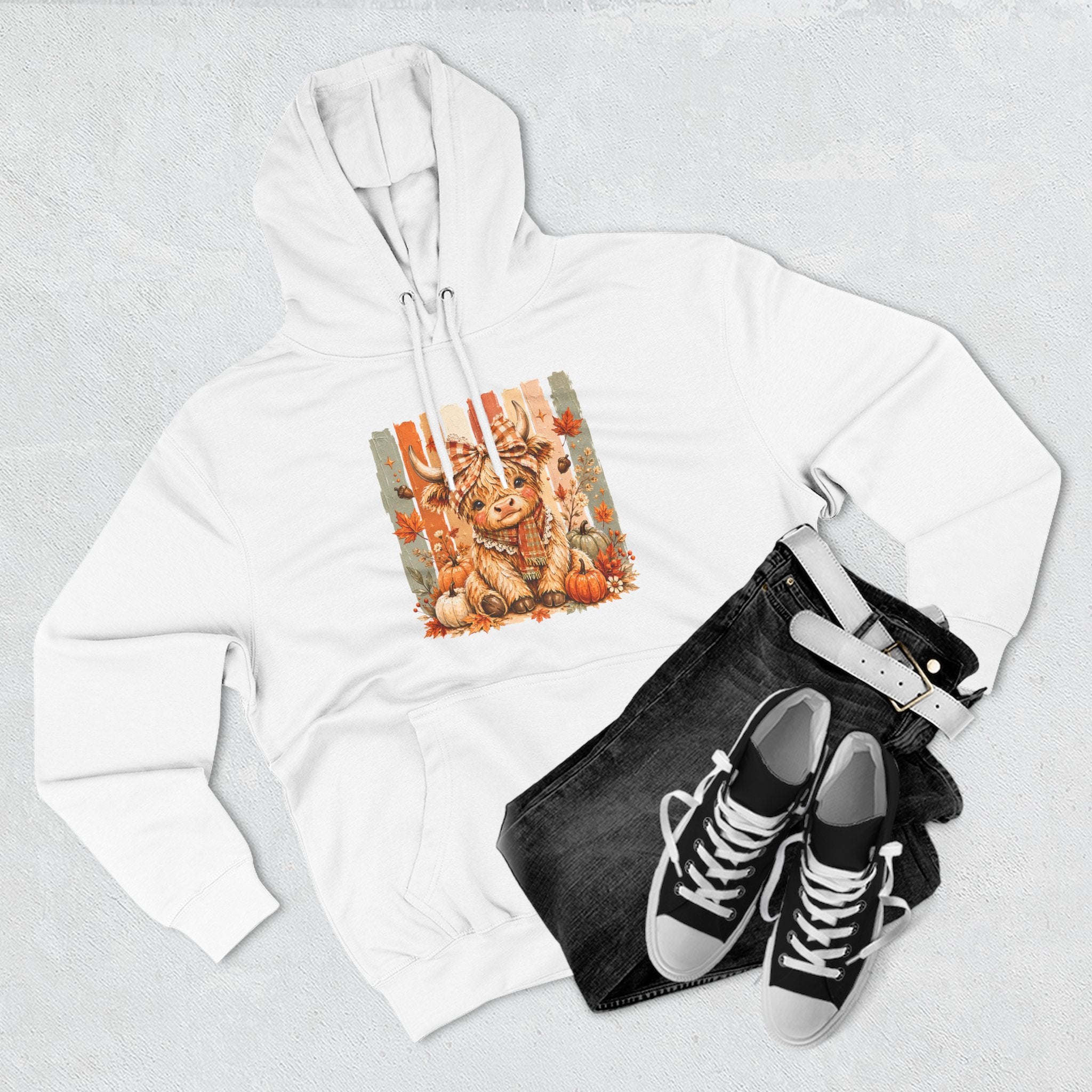 Autumn Pumpkin Cow Hoodie — Cute Fall Gift for Women Cozy Graphic Pullover