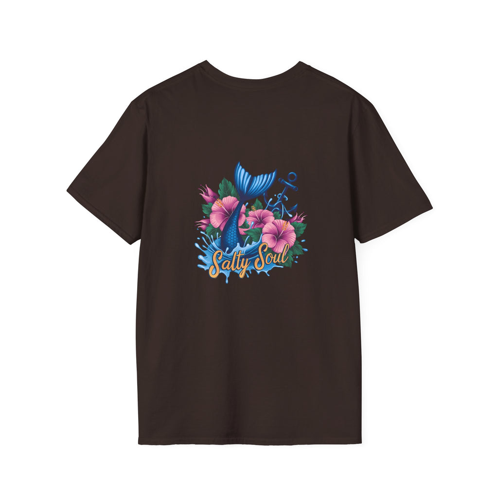 Salty Soul Mermaid Anchor Floral T-Shirt — Cute Beach Gift for Women Nautical Tee
