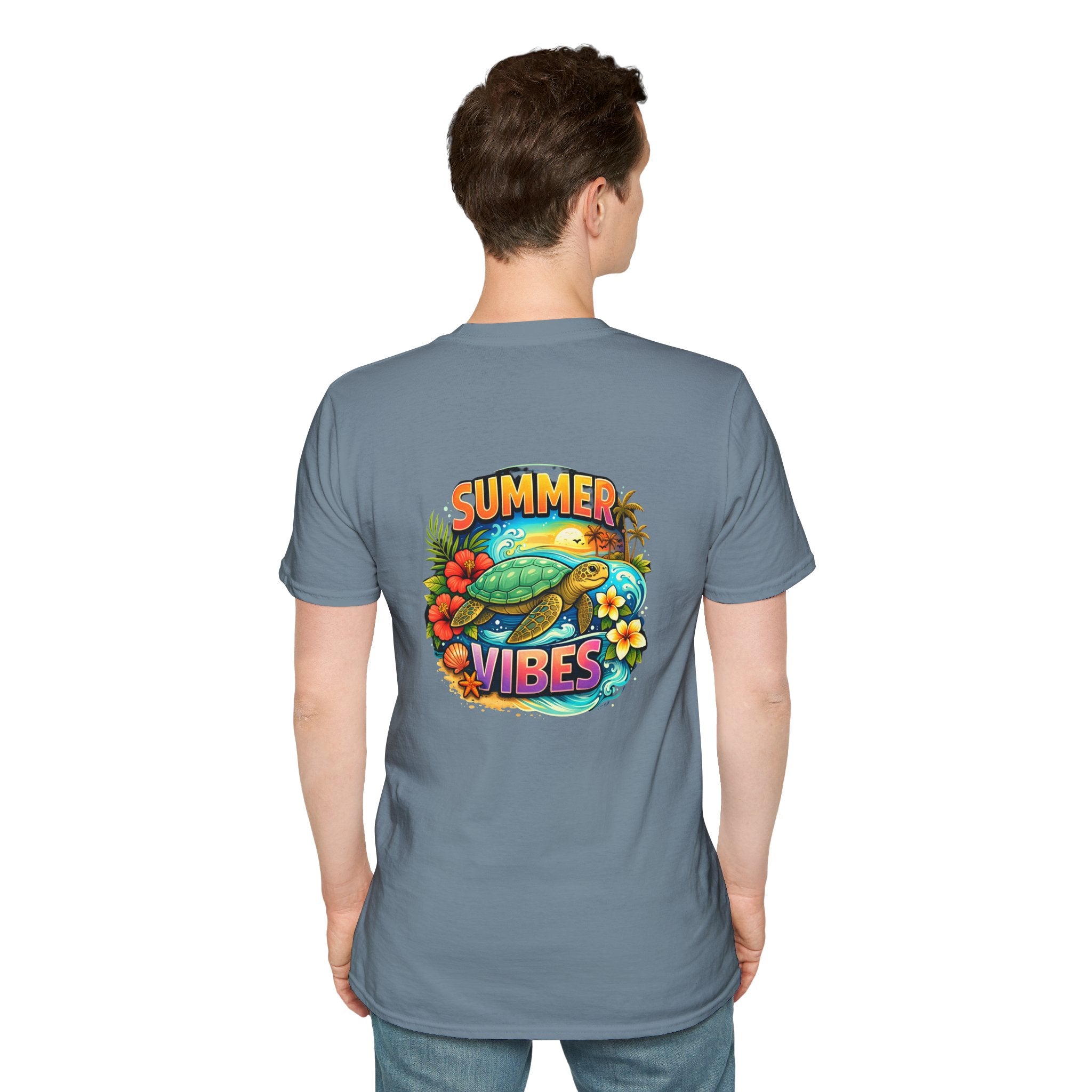 Summer Vibes Sea Turtle T-Shirt — Cute Beach Gift for Women Surf Floral Graphic Tee