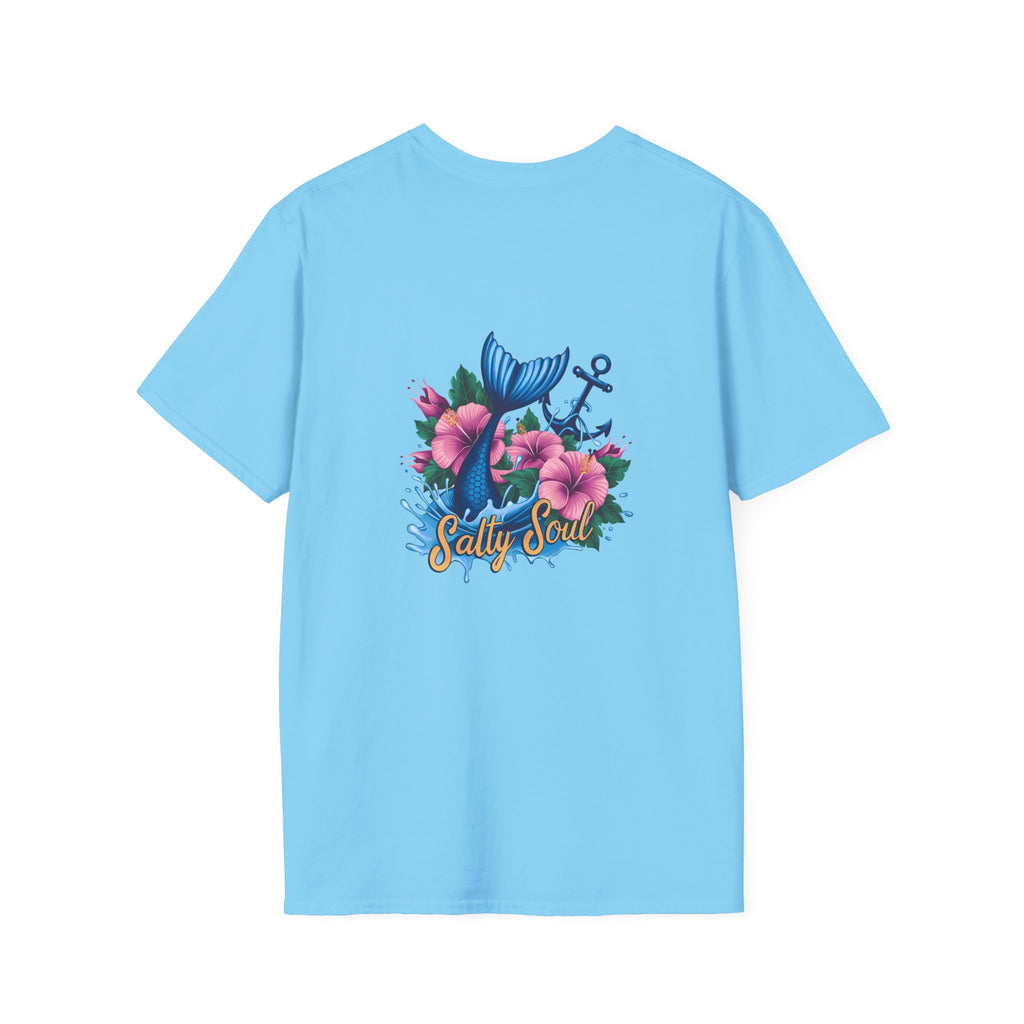 Salty Soul Mermaid Anchor Floral T-Shirt — Cute Beach Gift for Women Nautical Tee
