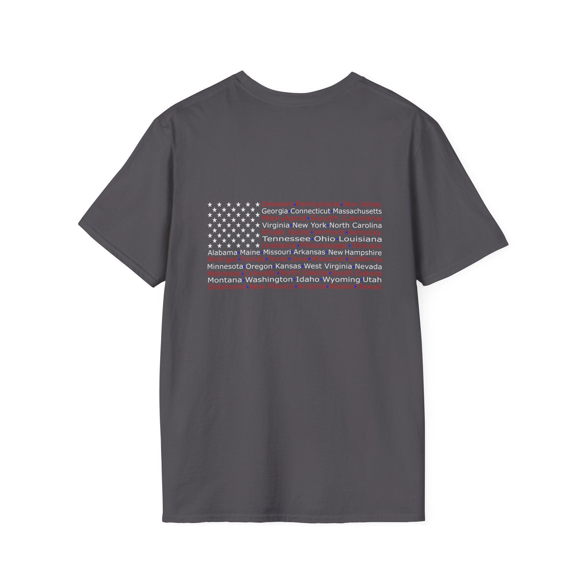United American Flag T-Shirt — Patriotic Gift for Him Red Chest Graphic Tee