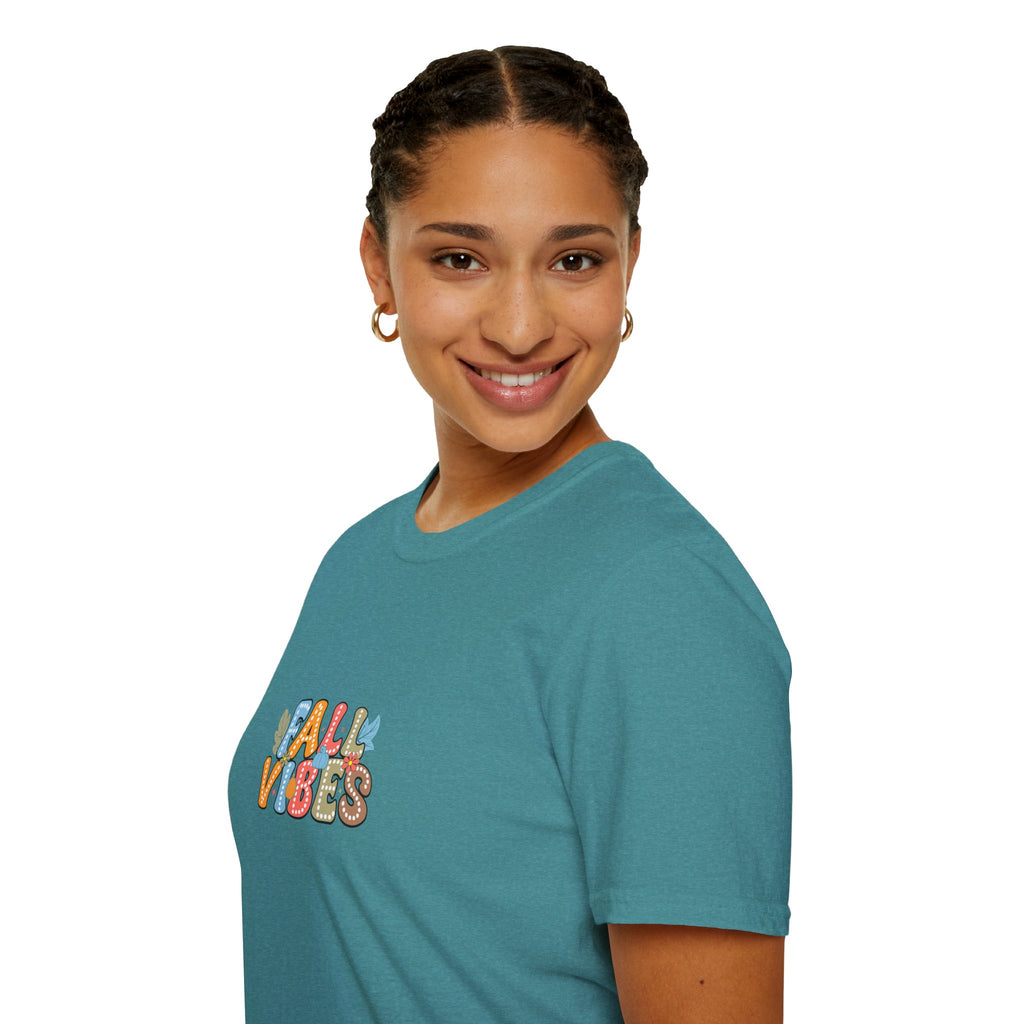 Fall Vibes Colorful Autumn T-Shirt — Cute Fall Gift for Women Graphic Tee