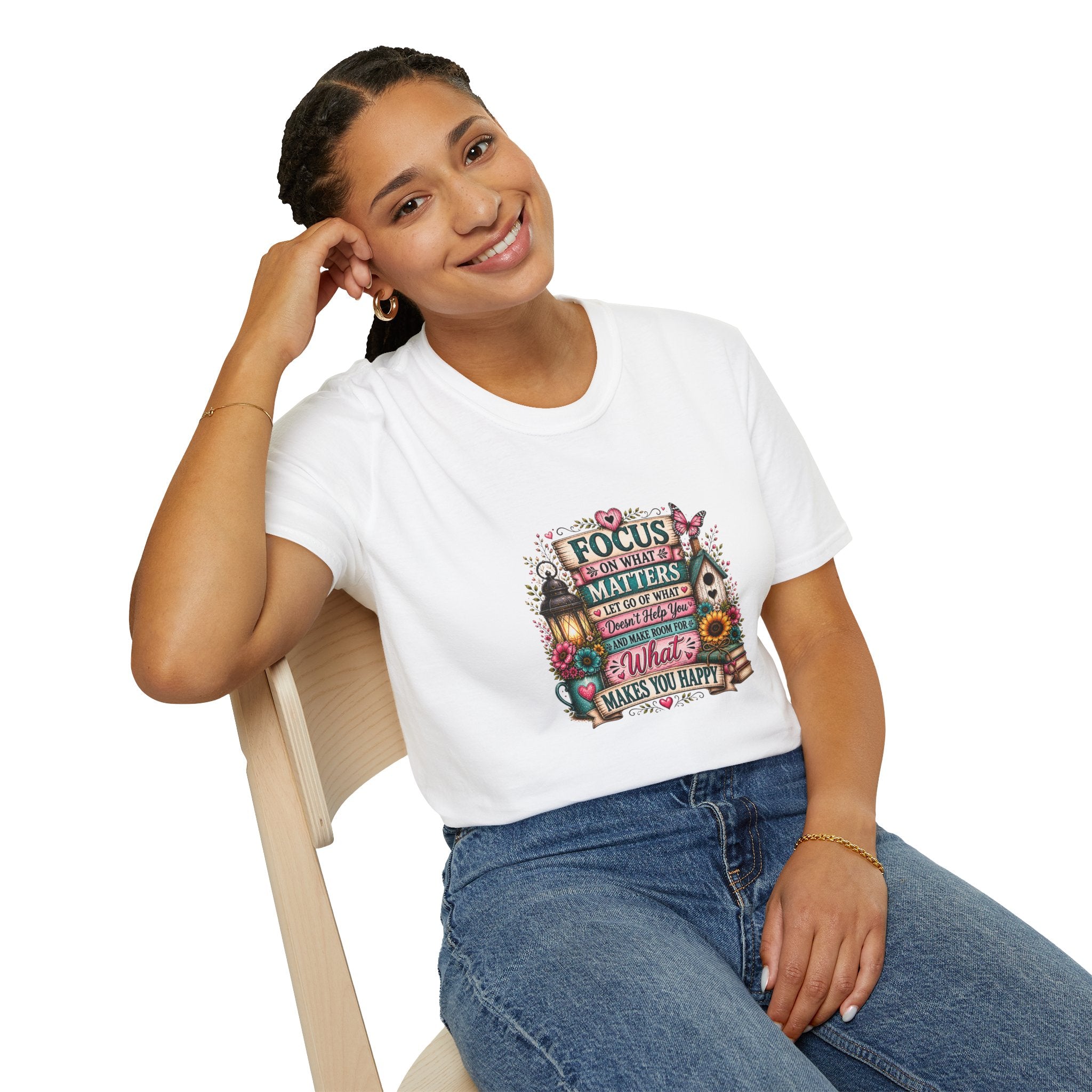 Focus on What Matters Floral T-Shirt — Inspirational Motivational Gift for Women Tee