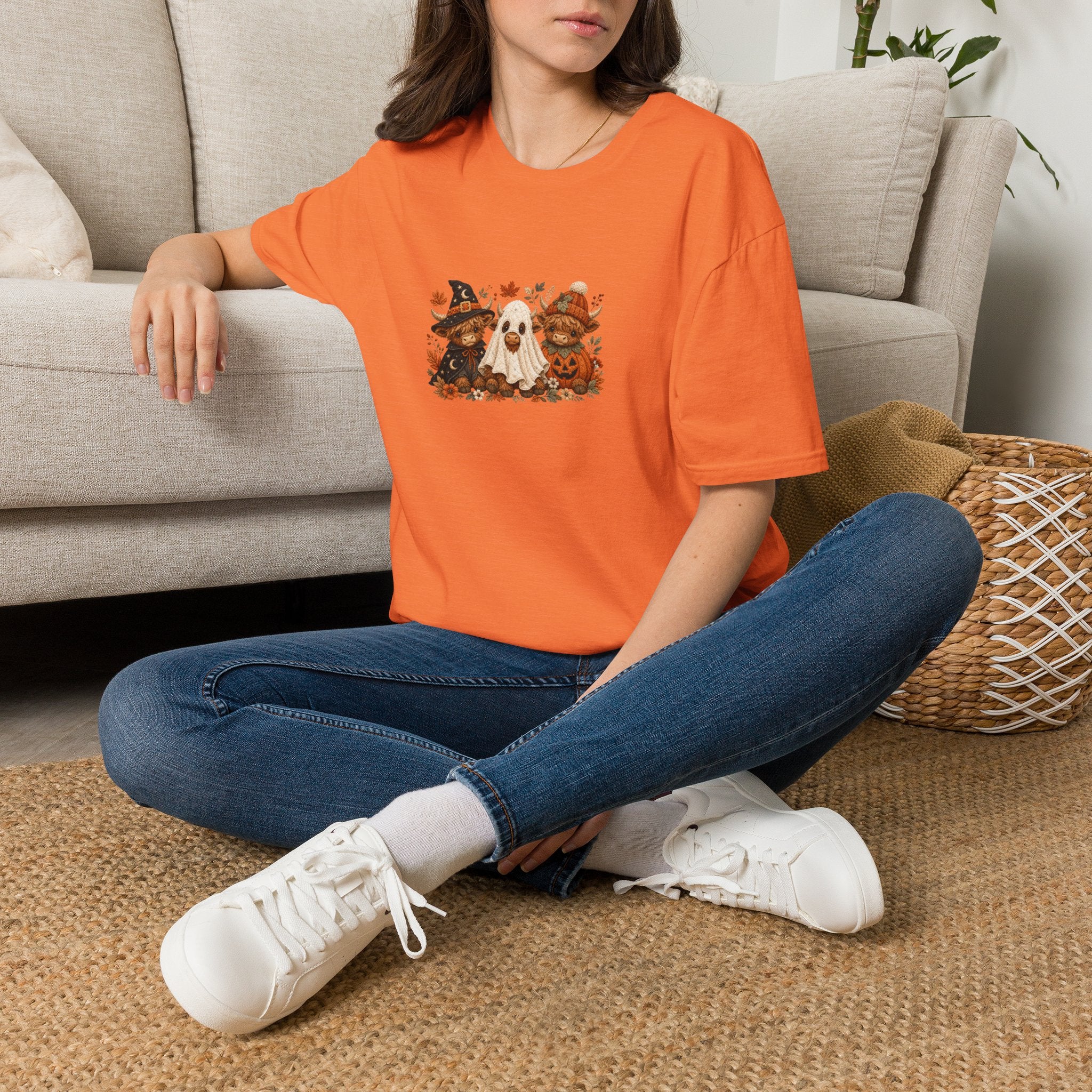 Halloween Cows Trio T-Shirt — Cute Funny Gift for Her Ghost & Pumpkin Fall Tee