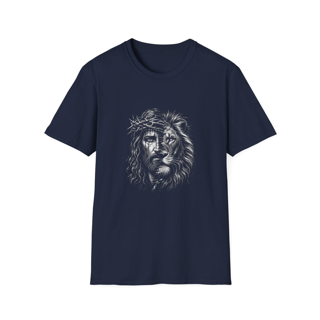 Lion of Judah T-Shirt — Crown of Thorns Half-Face Lion Christian Graphic Tee