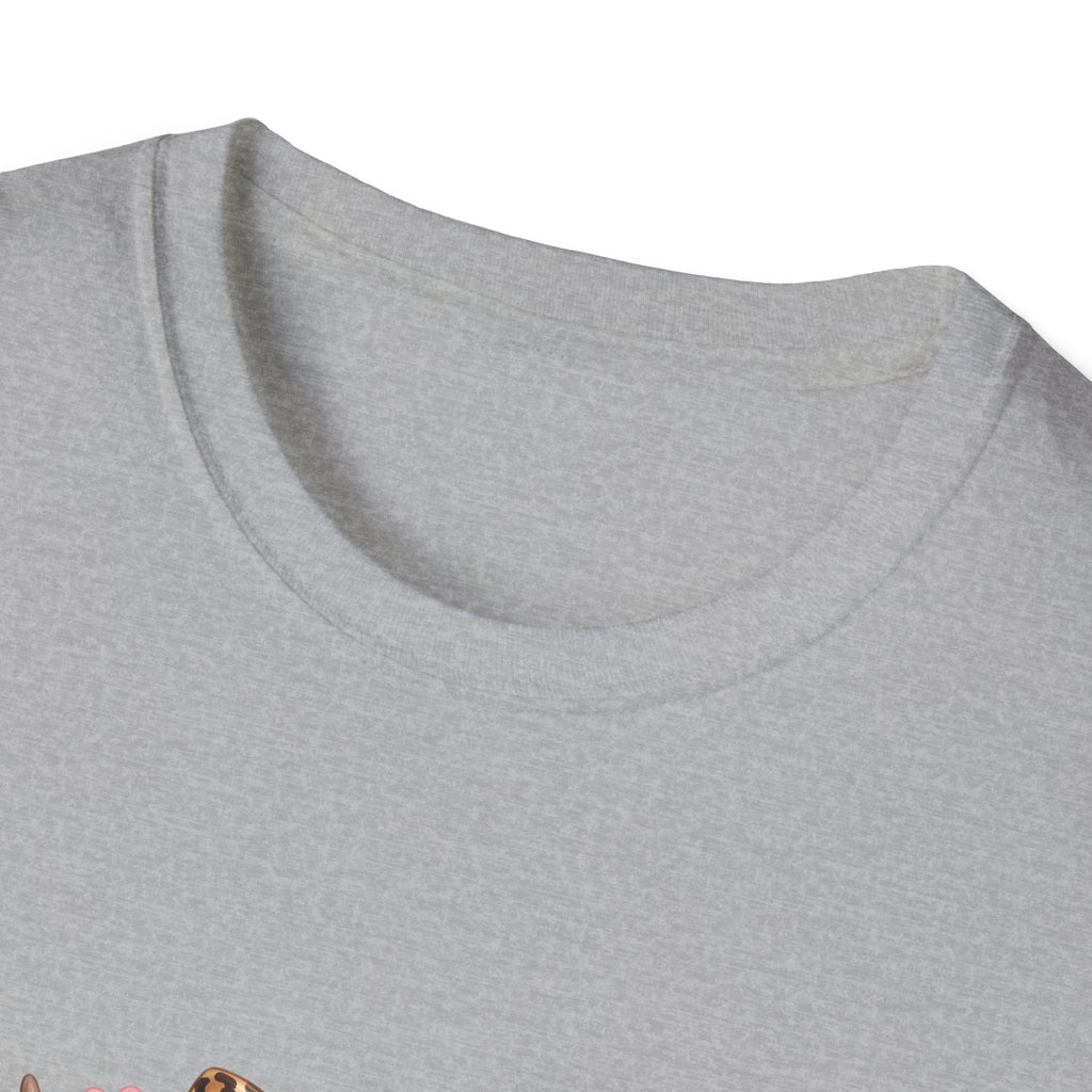 Highland Cow Leopard Bow T-Shirt — Cute Funny Gift for Her Hearts Graphic Tee