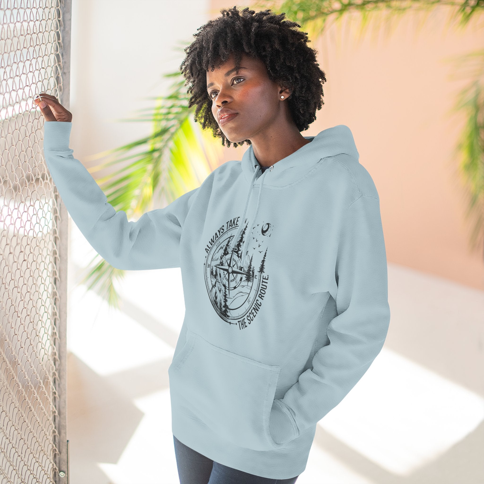 Hoodie — "Always Take the Scenic Route" Camping Graphic Pullover