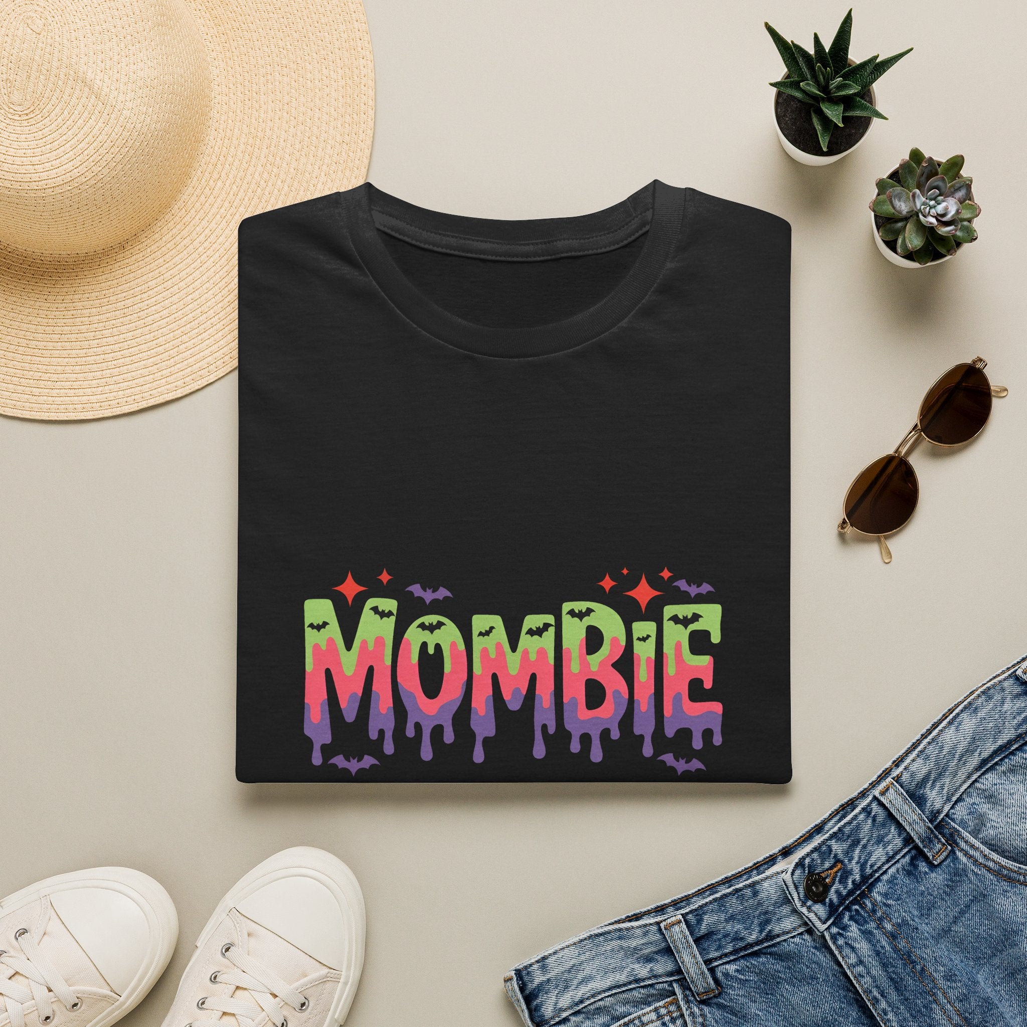 Mombie Halloween T-Shirt — Funny Zombie Mom Gift for Her Neon Graphic Tee