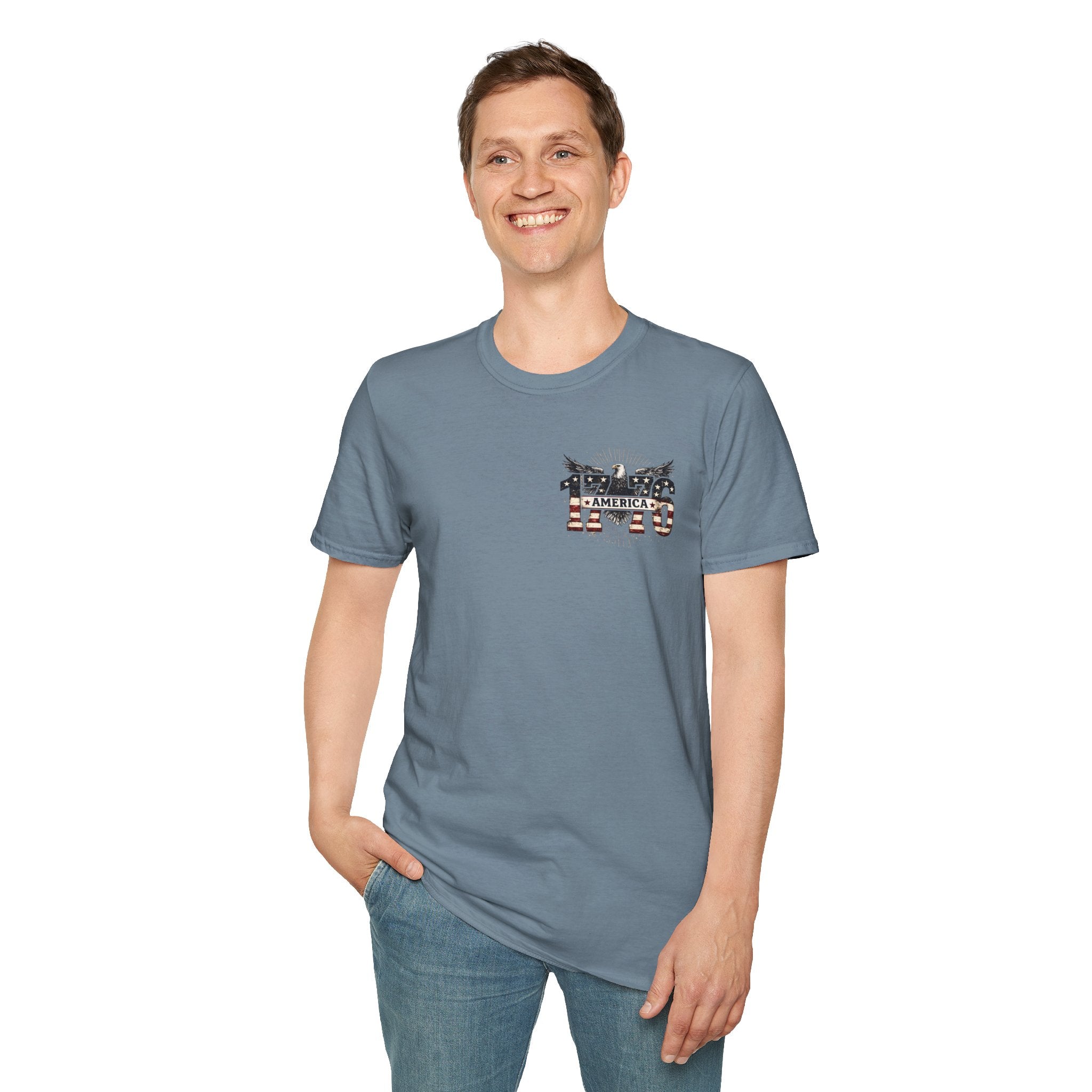 1776 American Flag Eagle T-Shirt — Vintage Patriotic Gift for Him Fourth of July Tee