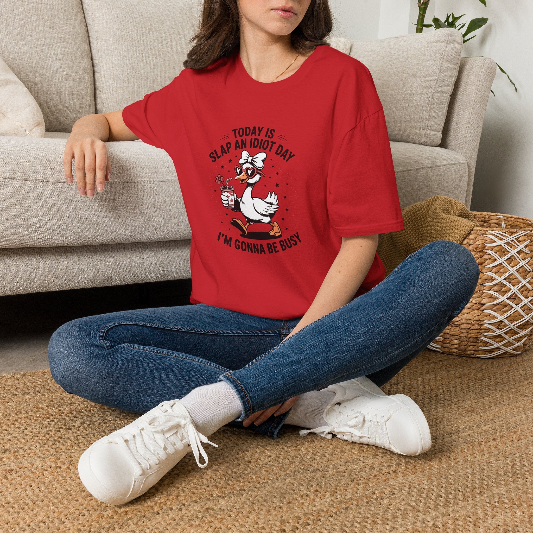 Today Is Slap An Idiot Day Duck T-Shirt — Funny Sarcastic Gift for Her Graphic Tee