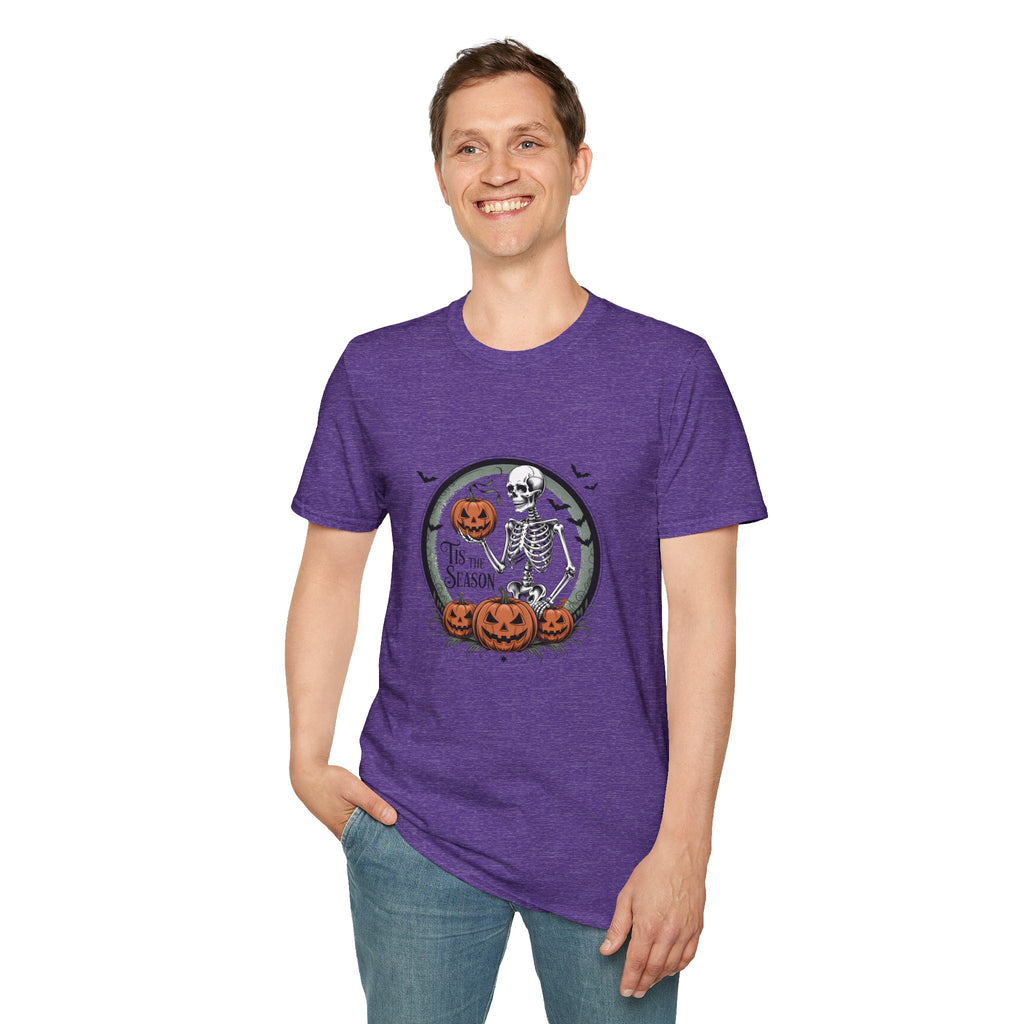 Tis the Season Skeleton Pumpkin T-Shirt — Funny Halloween Gift for Women Graphic Tee