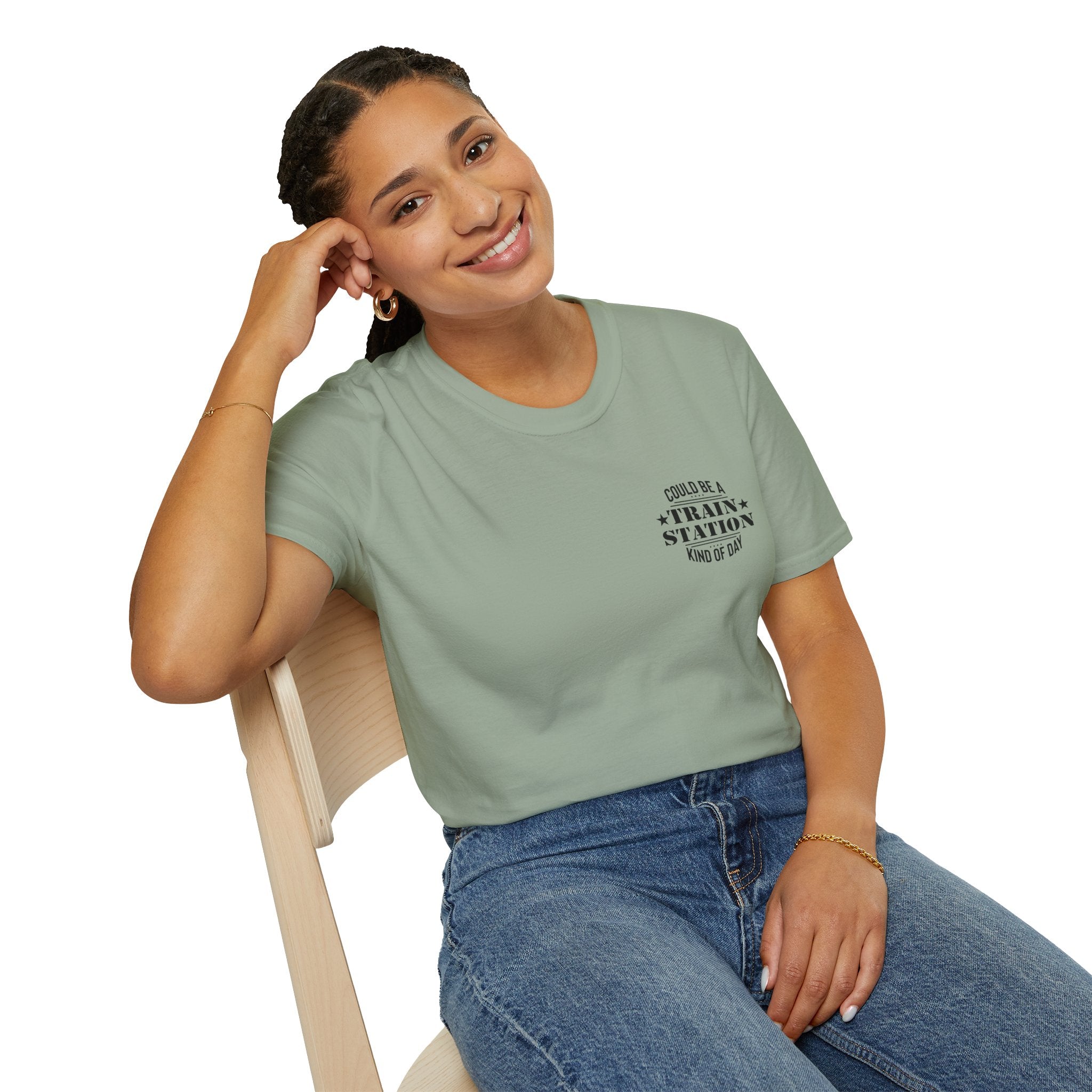 Could Be a Train Station Kind of Day T-Shirt — Funny Sarcastic Gift for Her Pocket Tee
