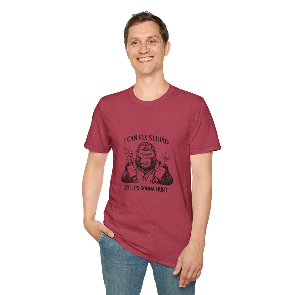 I Can Fix Stupid T-Shirt — Funny Mechanic Gift for Him Monkey Graphic Tee