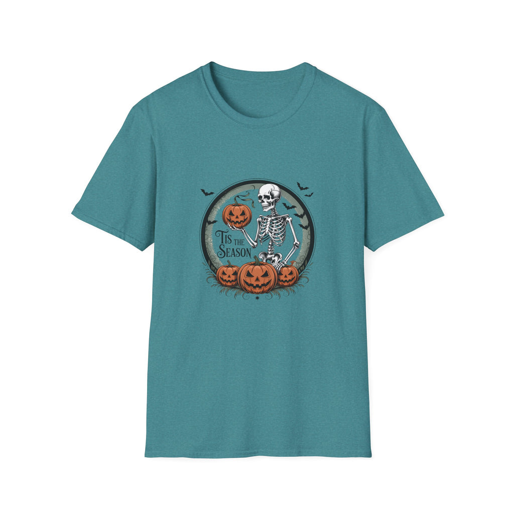 Tis the Season Skeleton Pumpkin T-Shirt — Funny Halloween Gift for Women Graphic Tee