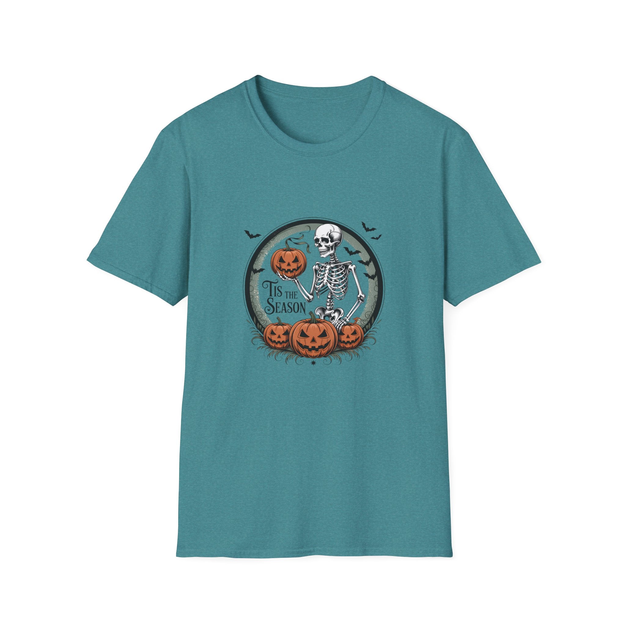 Tis the Season Skeleton Pumpkin T-Shirt — Funny Halloween Gift for Women Graphic Tee