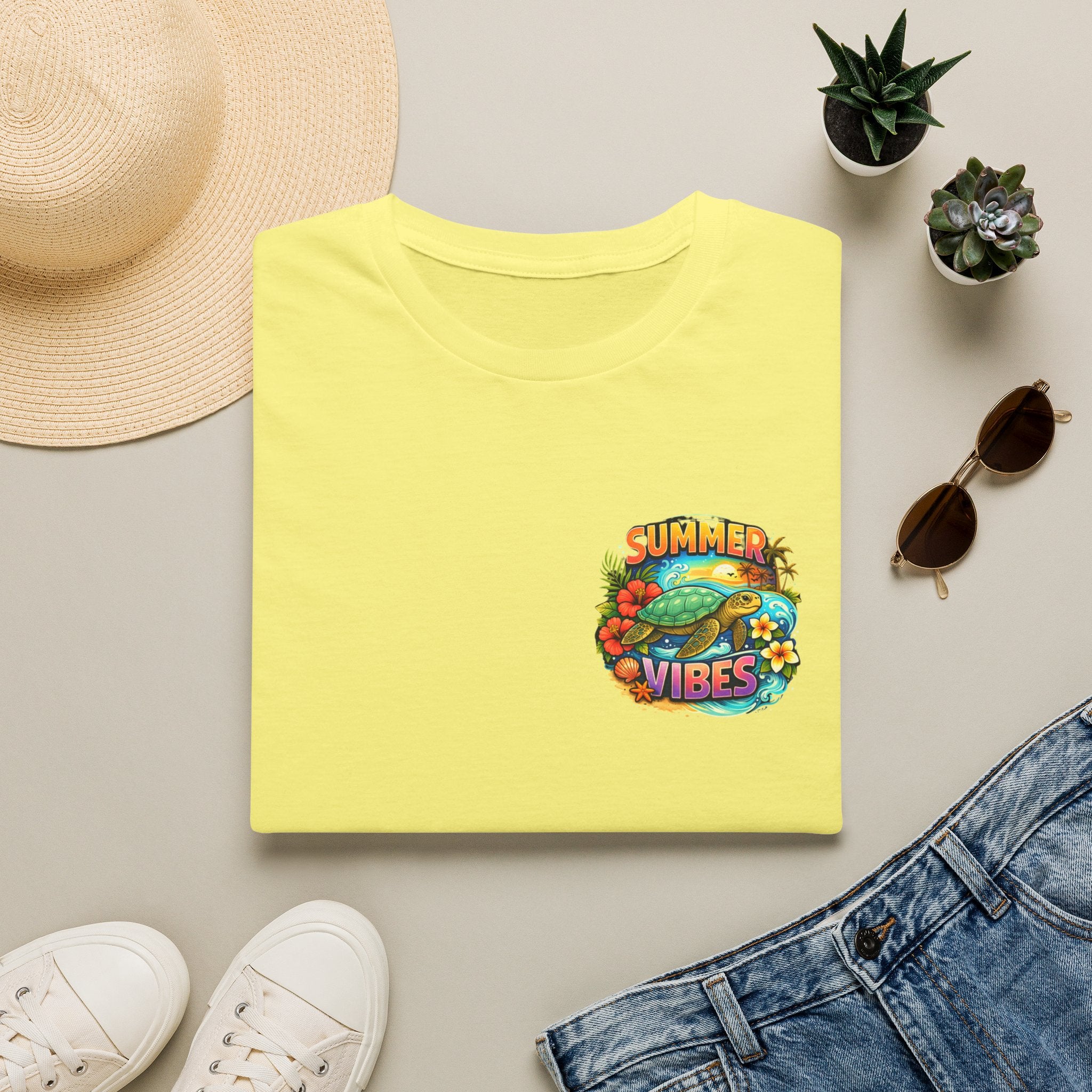 Summer Vibes Sea Turtle T-Shirt — Cute Beach Gift for Women Surf Floral Graphic Tee