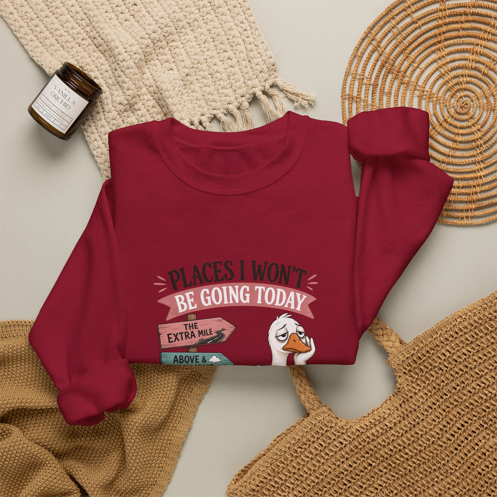 Places I Won't Be Going Today Goose Sweatshirt — Funny Introvert Gift for Her Crewneck