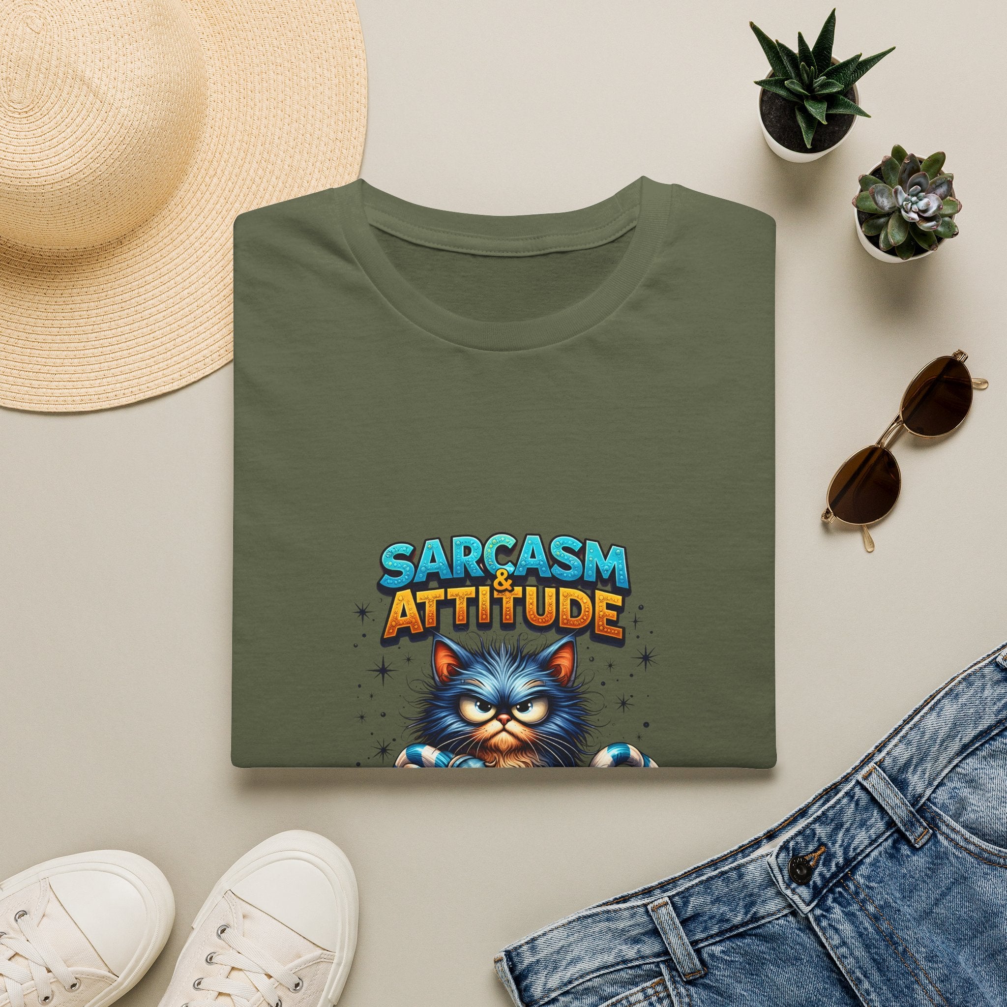 Sarcasm & Attitude Grumpy Cat T-Shirt — Funny Sarcastic Gift for Her Graphic Tee